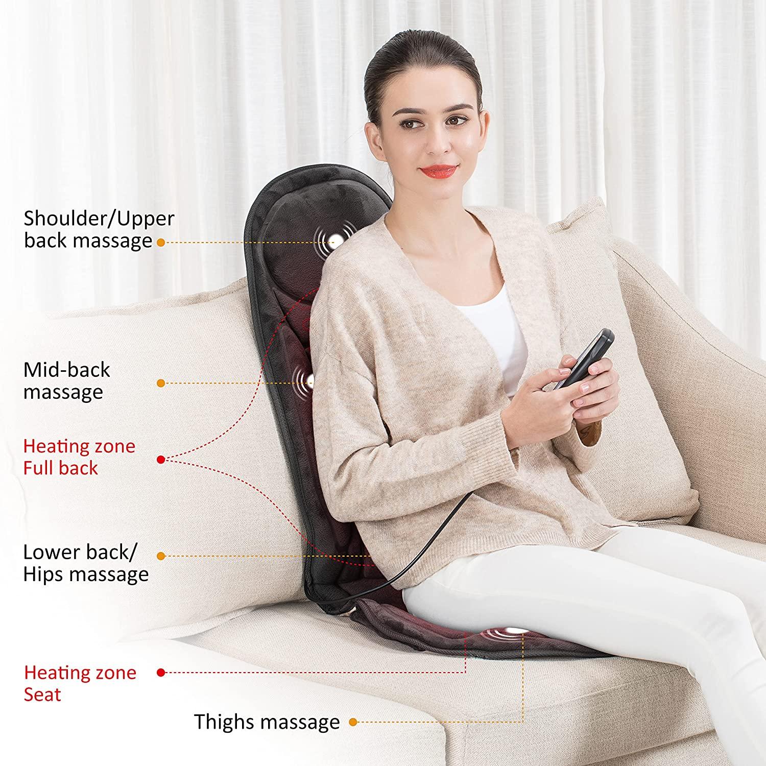 Vibration Back Massager Seat with Heat:Chair Seat Massager with 8 Vibration  Massage Nodes, Massage Chair Pad for Home Office Chair(Gray)
