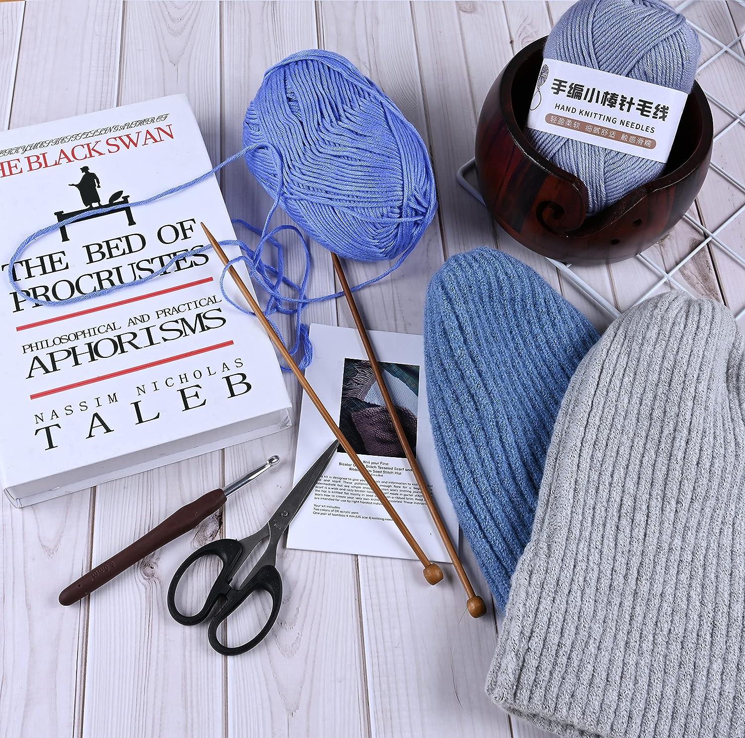 Knitting Kit for Beginners Adults & Kids, Knitting Starter Kit Learn to  Knit Your Scarf & Hat with Instructions, Yarn Bowl, Knitting Needles & All  Beginner Knitting Accessories