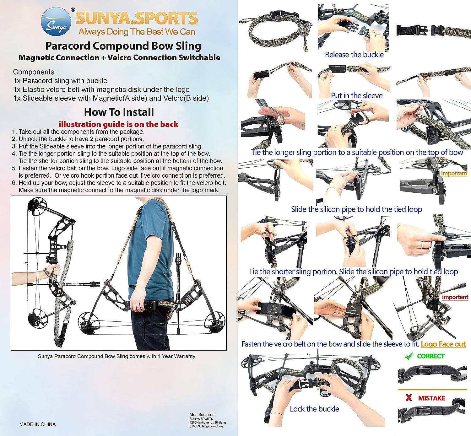 SUNYA Paracord Compound Bow Sling Lightweight HandsFree Shoulder Carrying Sling for Bow
