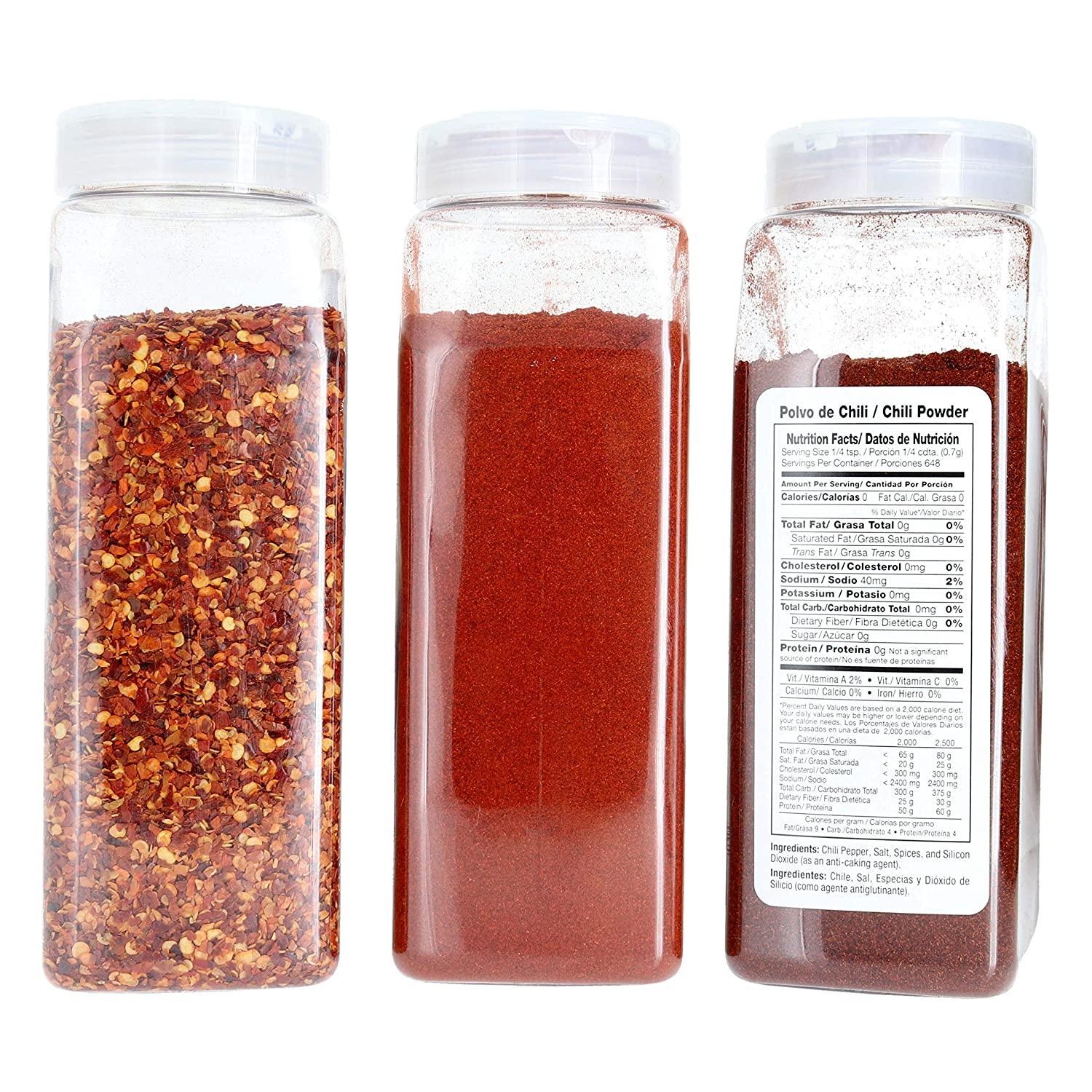 Badia Chili Powder, Smoked Paprika, and Red Crushed Pepper Bundle (Set of 3) 16oz Chili Powder