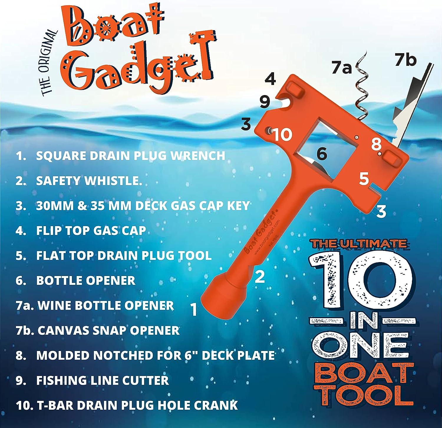 Boat Gadget This 10-in-1 Boat Tool Includes Beer and Wine Bottle Opener,  Safety Whistle, Fishing Line Cutter, Marine Gas Cap Key and Other Essential  Tools Ideal Gifts for Boat Owners Orange