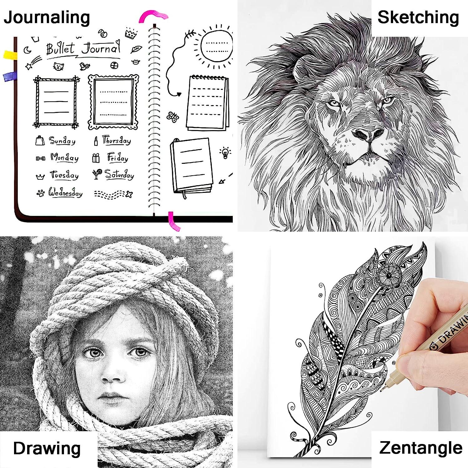 Micro Fineliner Drawing Art Pens: 9 Colors Fine Point 0.5mm Bible No Bleed  Smooth Journal Zentangle Study Supplies Colored Waterproof 05 Micro Line