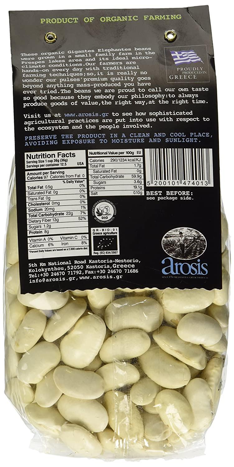 Arosis Organic Dry Greek Giant Beans 14 oz 14 Ounce (Pack of 1)