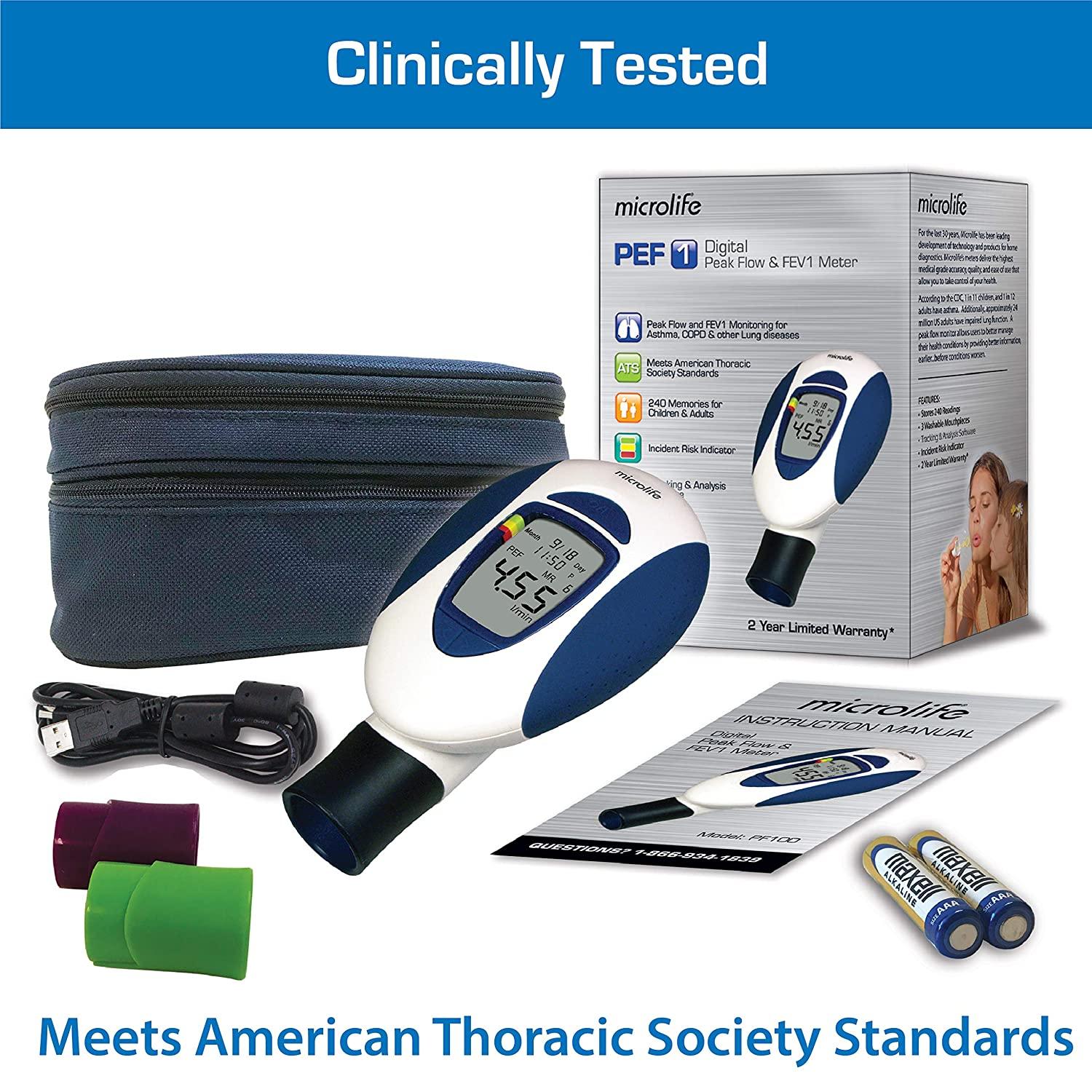 Microlife Digital Peak Flow Meter with FEV1 Reliable Respiratory