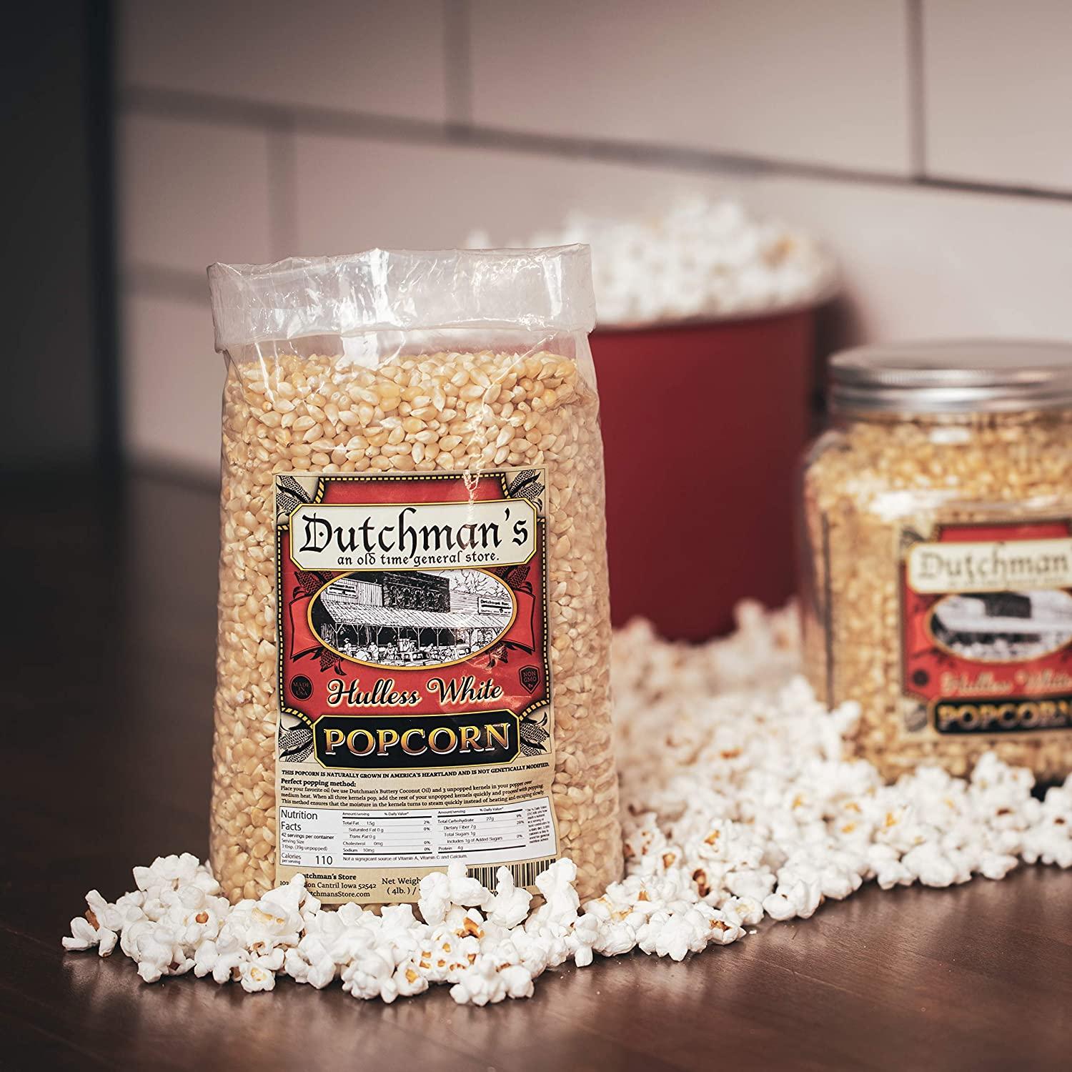 Dutchman's Hulless Popcorn Kernels in Half Gallon Decorative Jar (4 lbs. kernels)