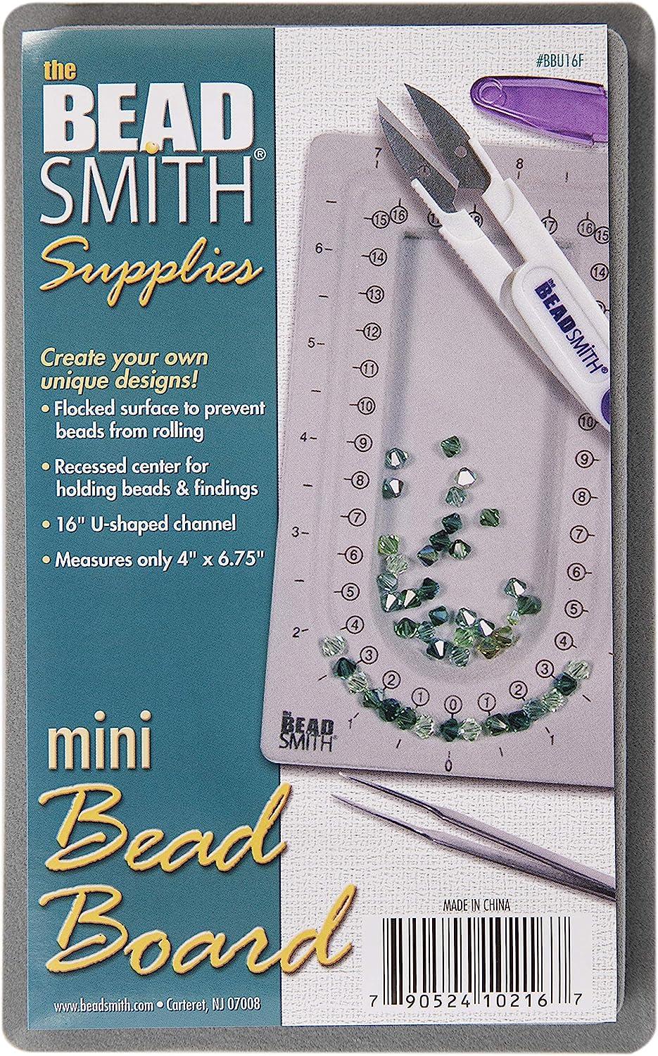 The Beadsmith Mini Bead Board Grey Flocked 16 UShaped Channel 4 x 6.75