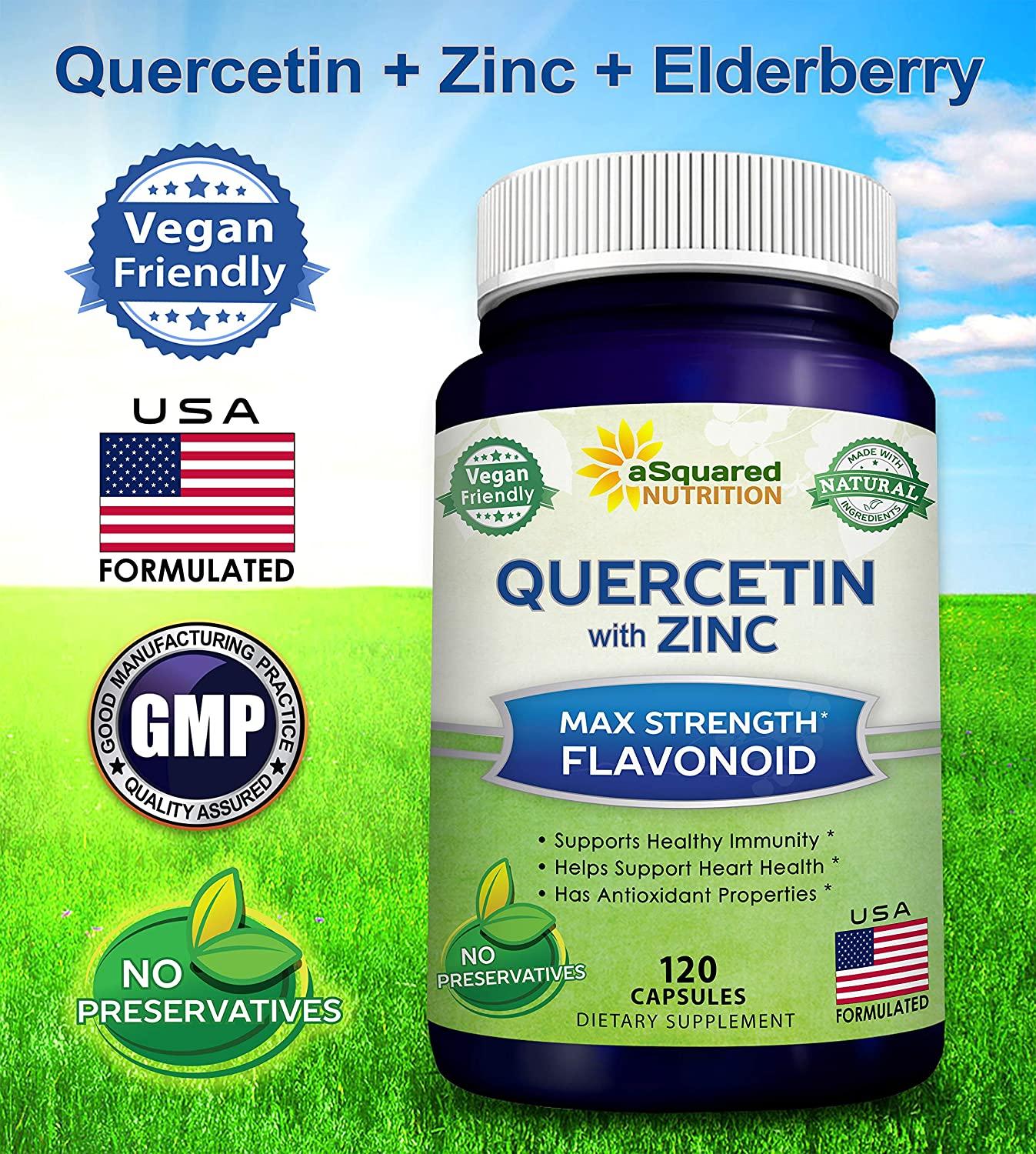 Quercetin 1000mg with Zinc Supplement 120 Capsules Quercetin