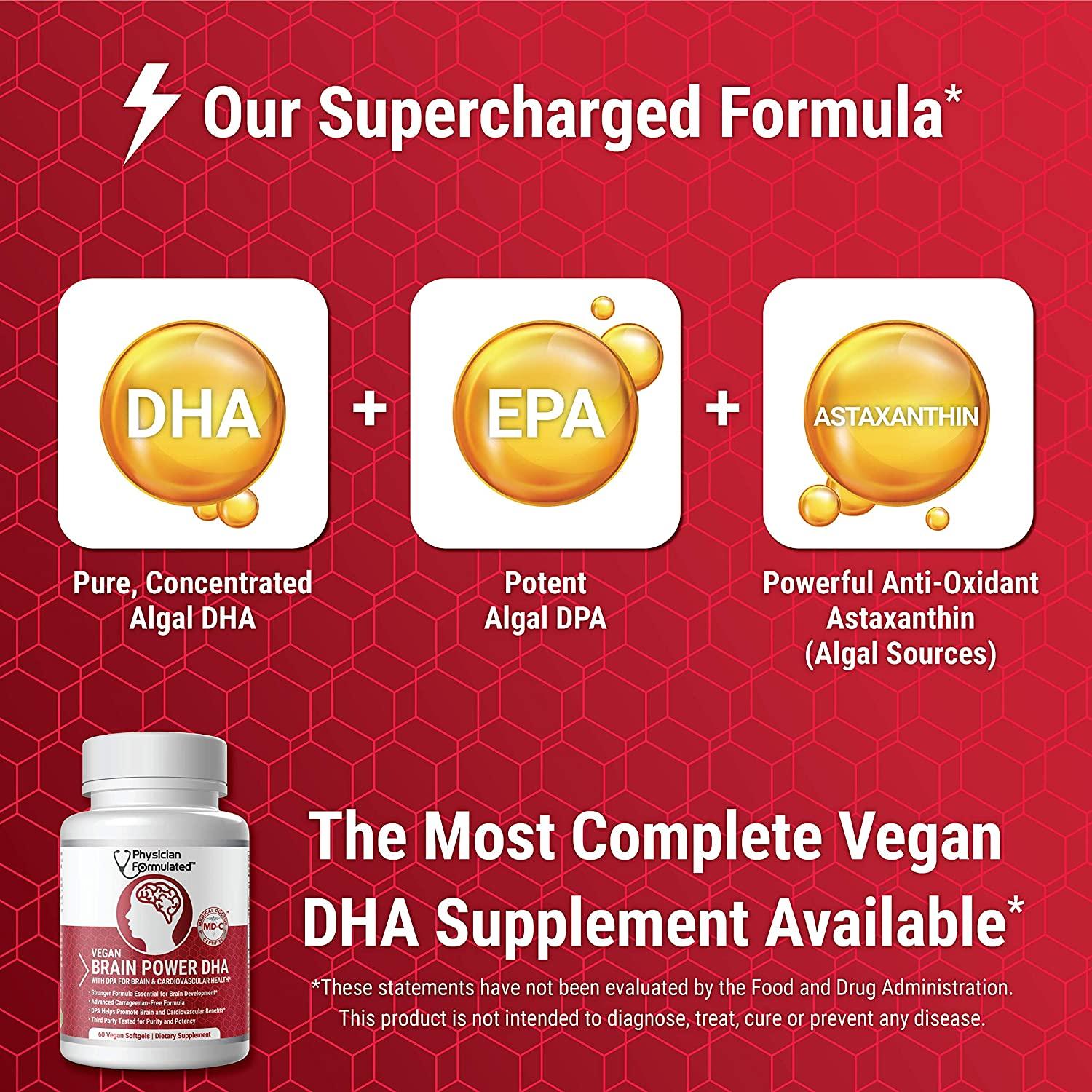 Vegan DHA for Brain and Prenatal 100 Algae Based Omega 3 Essential