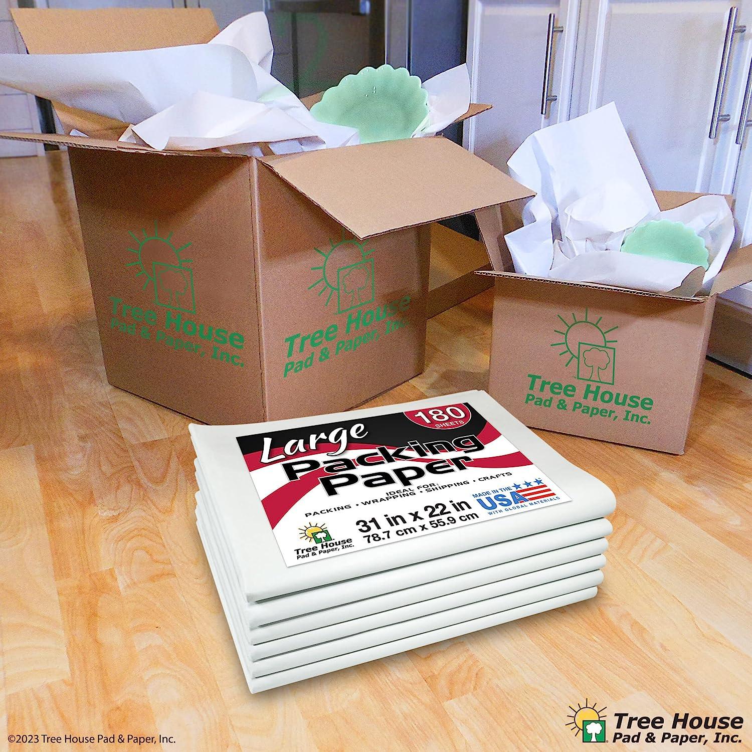 Packing Paper LARGE Sheets for Moving & Shipping, 180 Sheets of Newsprint,  31x22, Made in the USA