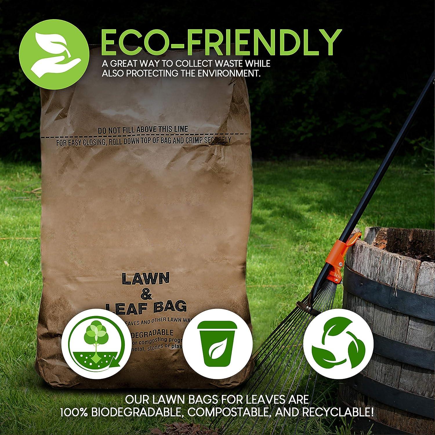 30 Gallon Kraft Lawn and Leaf Bags (10 Pack) Eco-Friendly Heavy