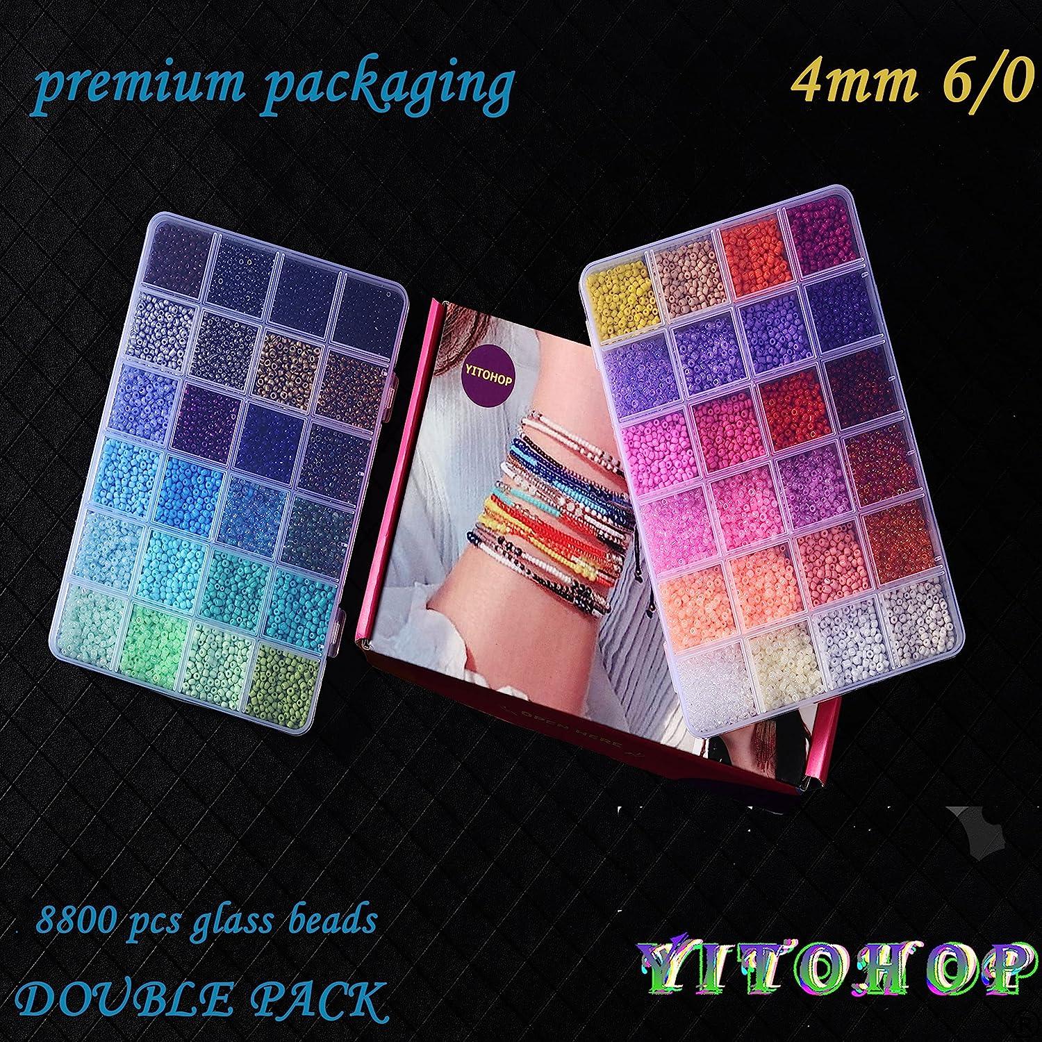  YITOHOP 8800+pcs 4mm 12/0 48 Colors Glass Seed Beads