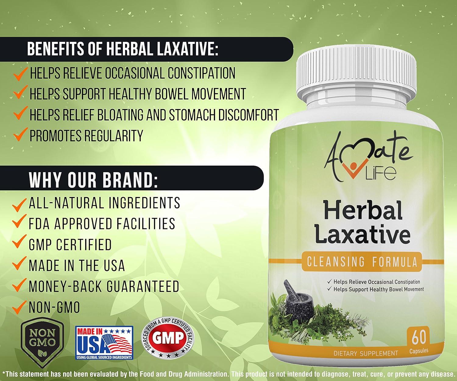 Amate Life Herbal Laxative Cleansing Formula Laxative Capsules Help