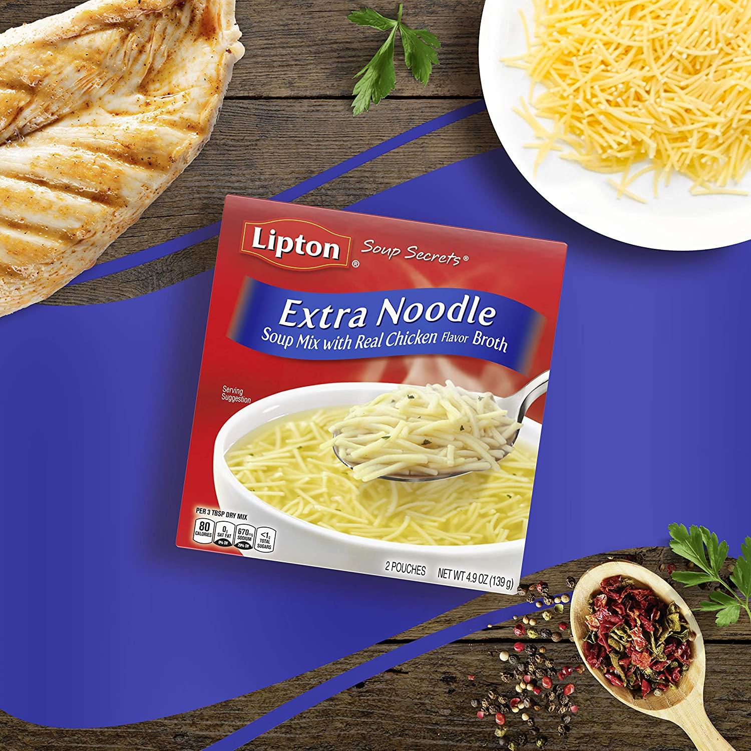 Lipton Soup Secrets Extra Noodle Soup Mix with Real Chicken Broth
