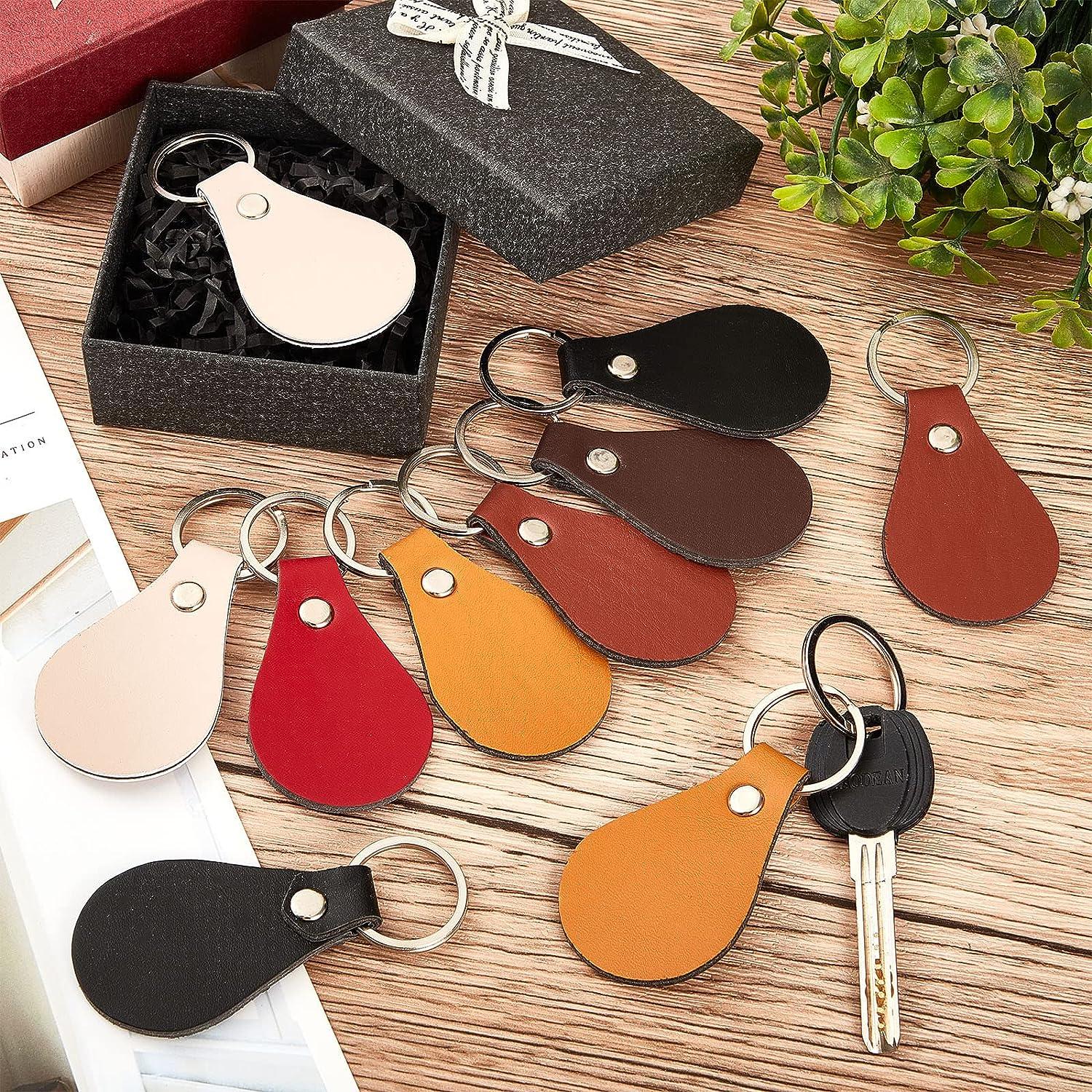 30 Pcs Leather Key Fob Kit for DIY Craft, PU Leather Key Fobs Blanks with  Rivets and Key Rings for Laser Engraving Keychain Making Leather Working  (Multi Colors)