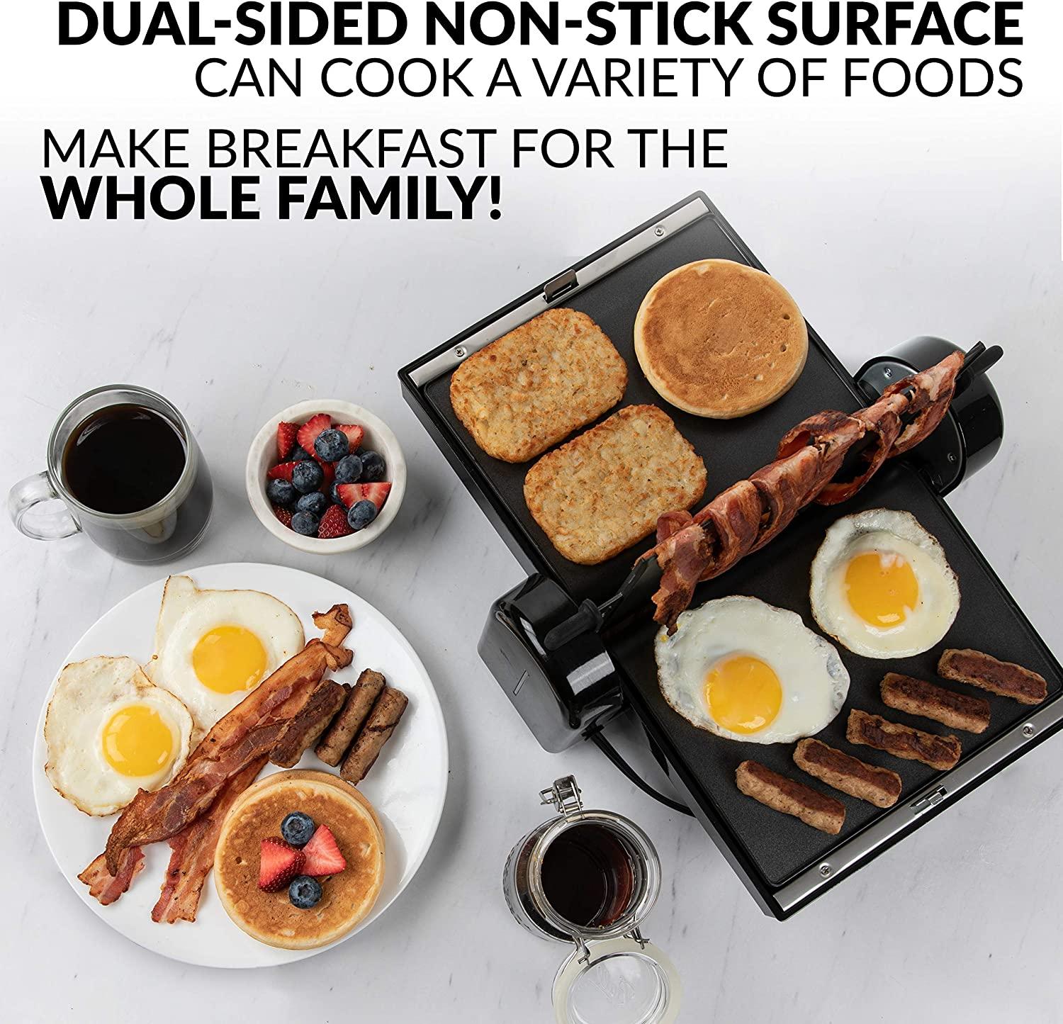 HomeCraft Nostalgia Nonstick Electric Bacon Press & Griddle Cooks 6