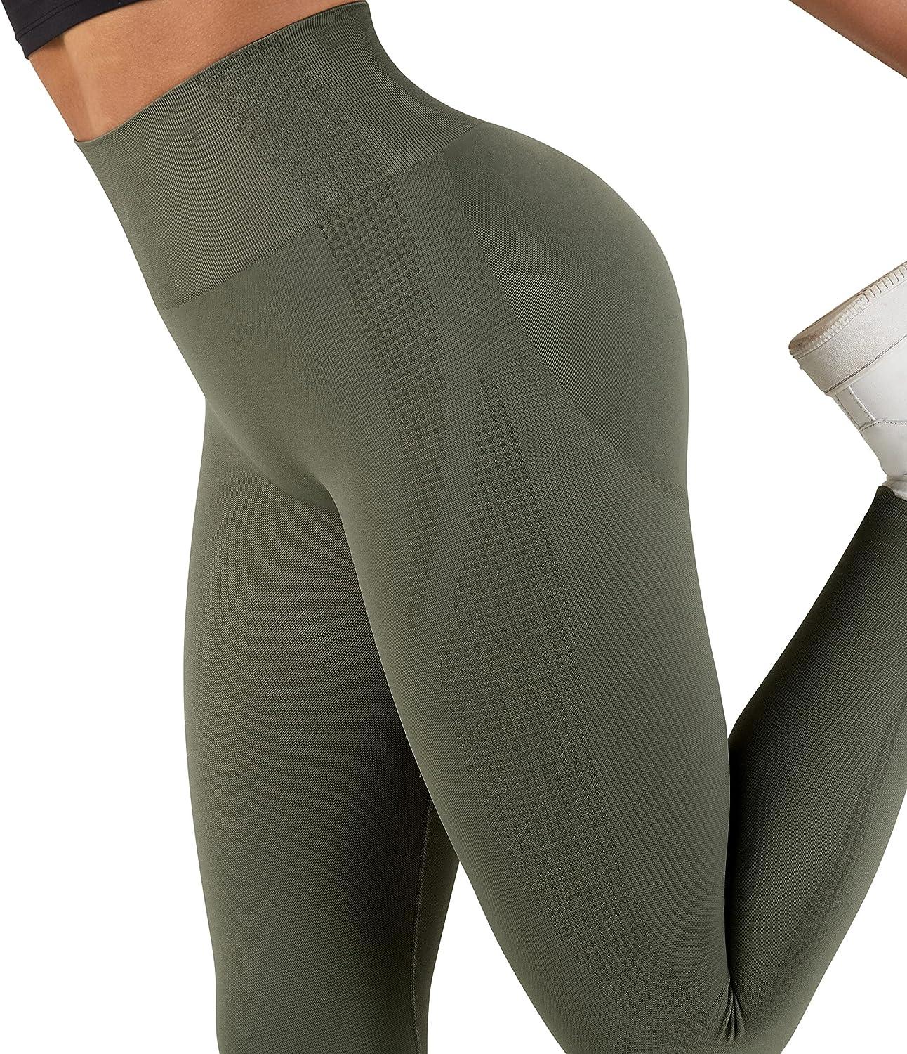MOSHENGQI Scrunch Butt Leggings for Women Seamless High Waisted Slimming Workout  Gym Yoga Pants Medium 58-army Green