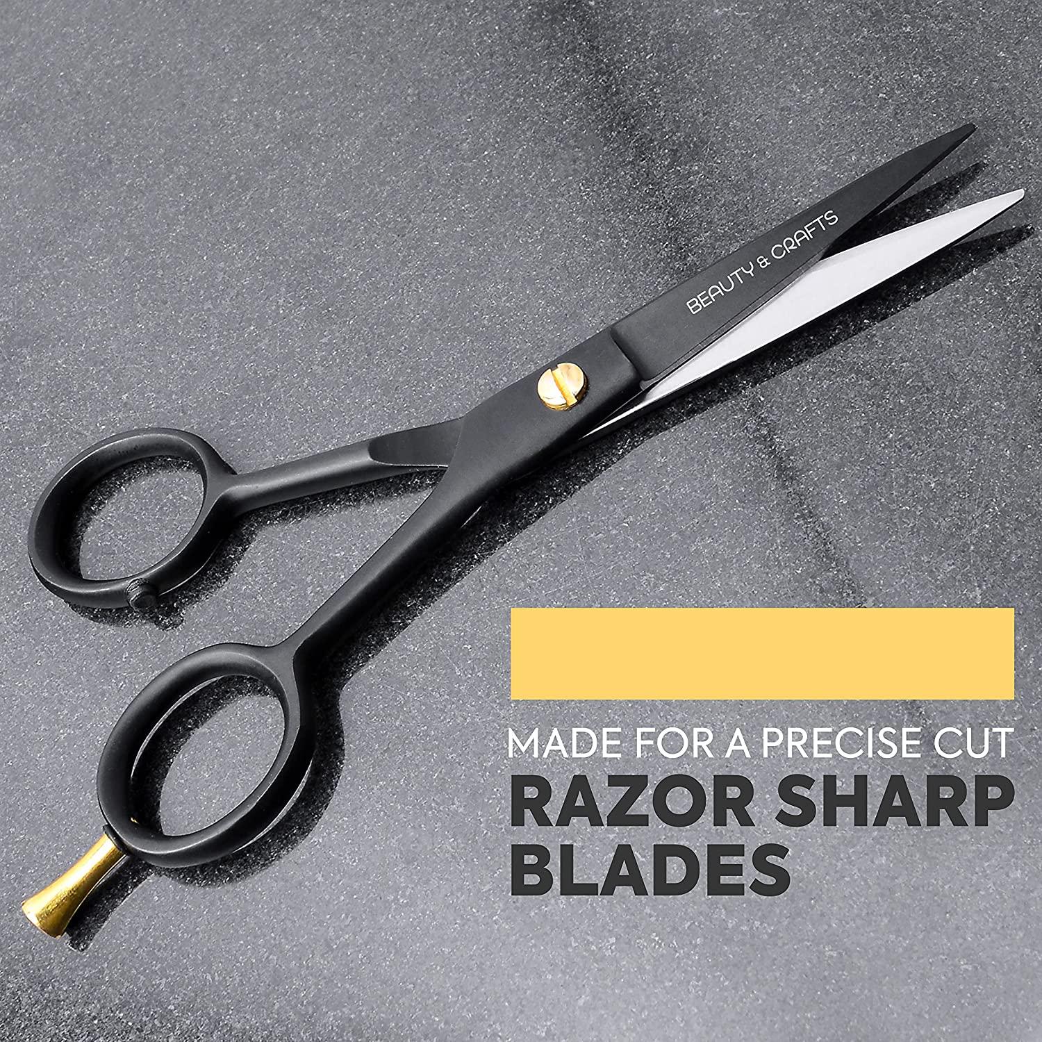 Beauty & Crafts 5'' German Beard Mustache Scissor 2 Mustache Combs