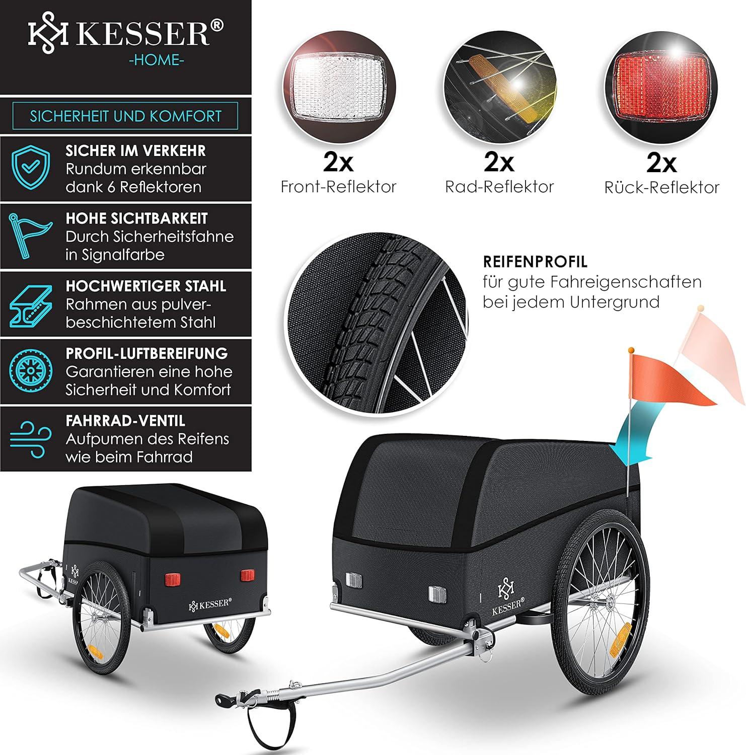 Kesser High-Drawn Bicycle Cargo Trailer | Durable Transport Trailer with  Cover & Folding Function - Ideal for All Your Shipping Needs | Buy Now with  Express International Delivery | GoSupps.com