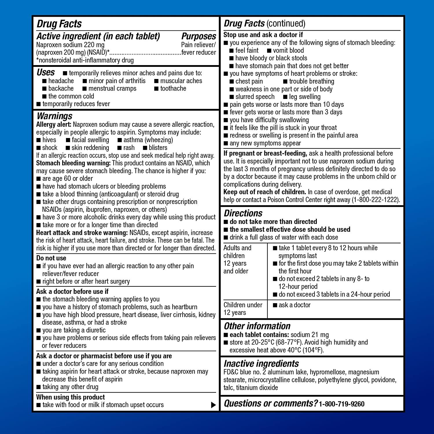 Amazon Basic Care Naproxen Sodium Tablets 220 mg, Headache Pain, 90 Count