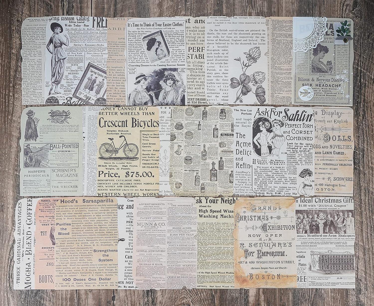 brown old aged printed newspaper vintage paper for scrapbooking & junk  journal supplies decoupage sheet for collage ephemera double sided pattern  for