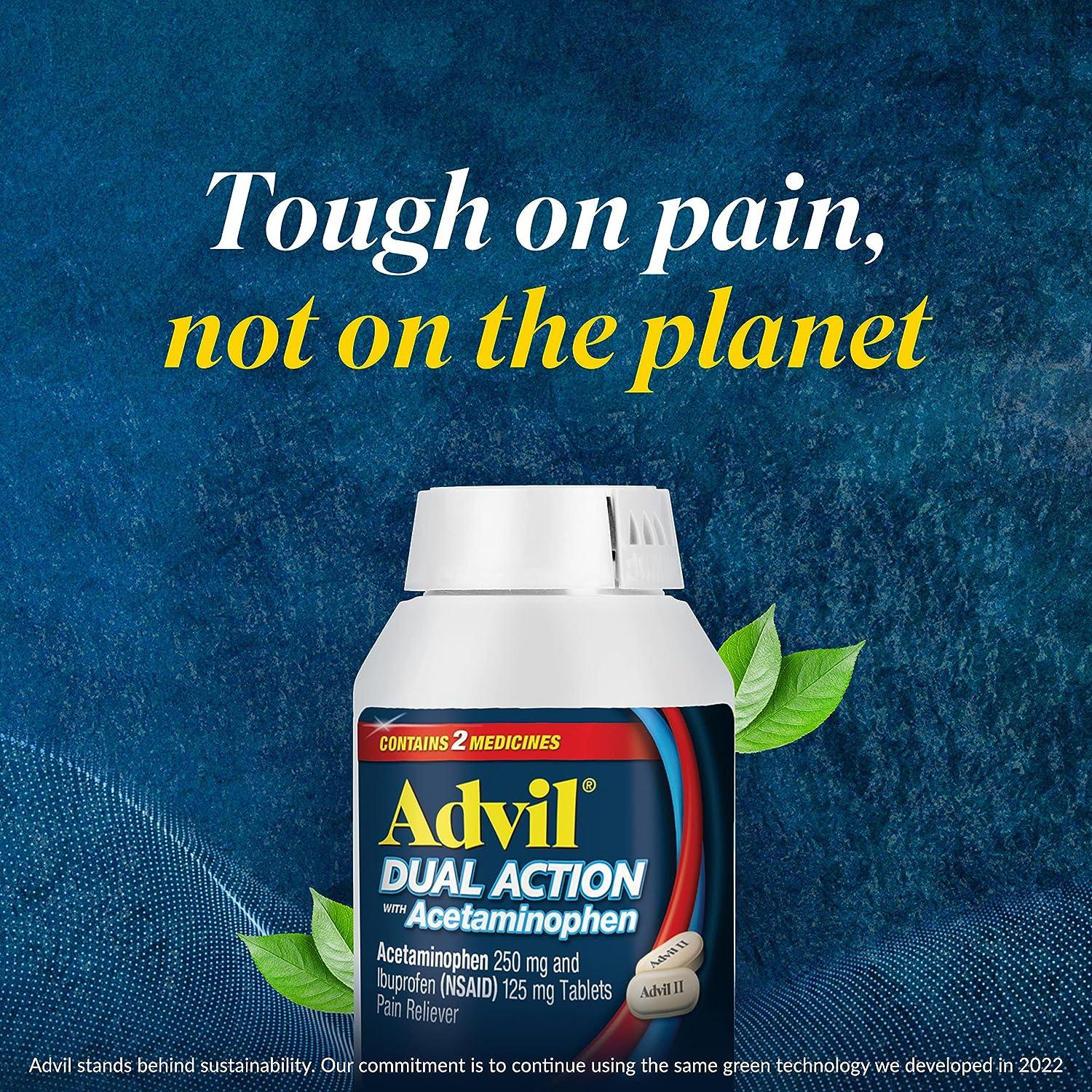 Advil Dual Action Coated Caplets with Acetaminophen, 250 Mg Ibuprofen