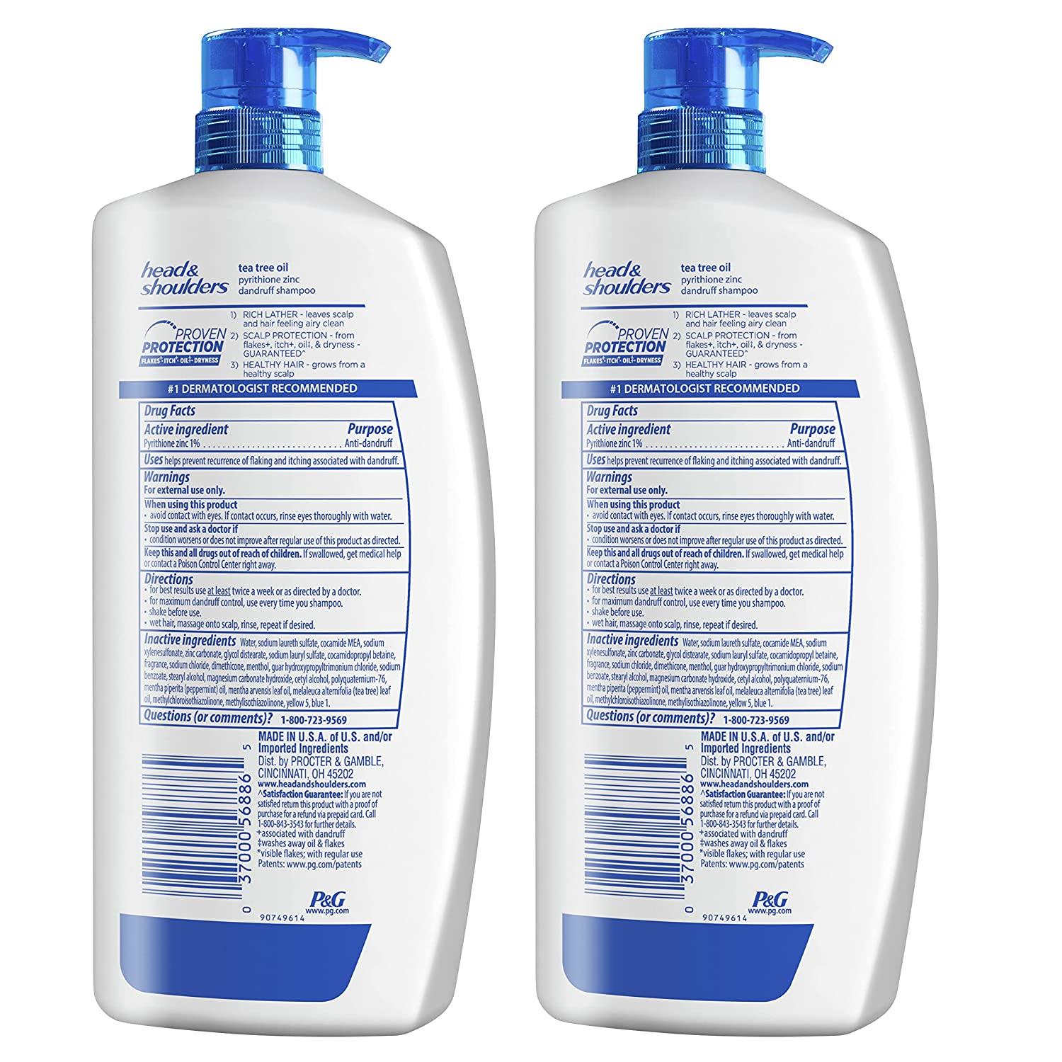 Head & Shoulders Tea Tree AntiDandruff Shampoo, 32.1 Fl Oz Each, Twin Pack