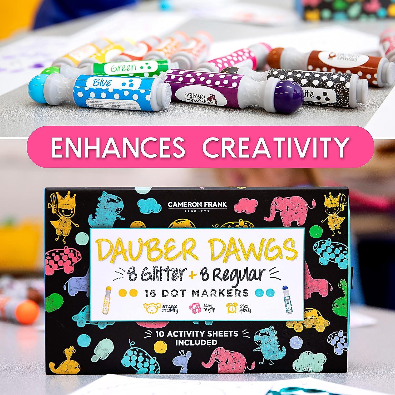 Dauber Dawgs Washable Dot Markers for Kids, Bingo Daubers Paint Dabbers for  Children and Toddlers (8 Pack, 10 Activity Sheets) 