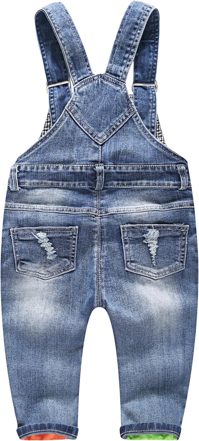 KIDSCOOL SPACE denim overall voor meisjes, kleine grote jongen gewassen slanke jeans werkkleding, lichtblauw, 13-14 jaar