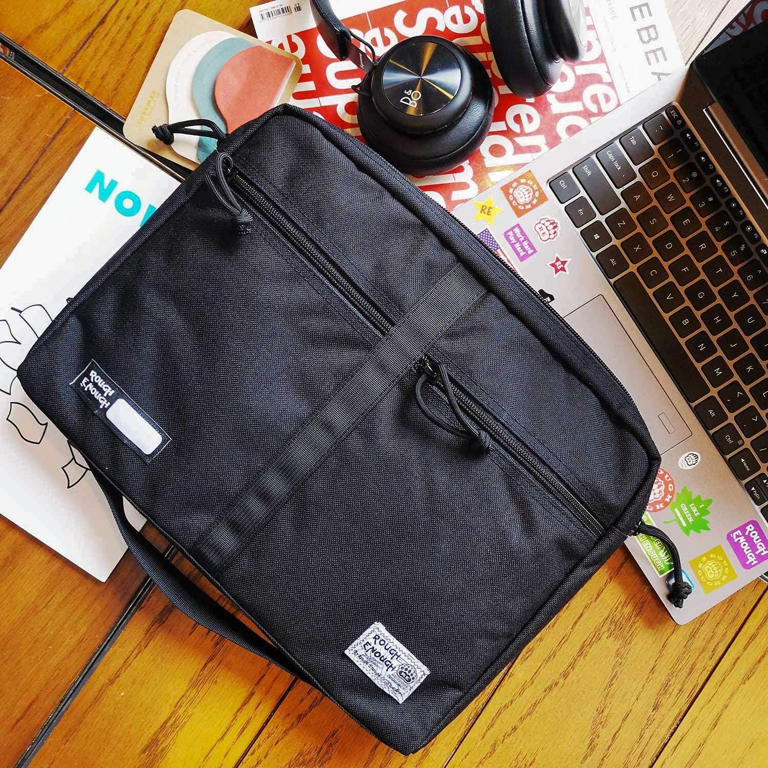 Rough Enough 13-14 inch Laptop Case Bag for Men - EDC Tactical Notebook  Organizer Pouch with Compartments - Ideal for Mouse, Power Adapter, Cables  - ...