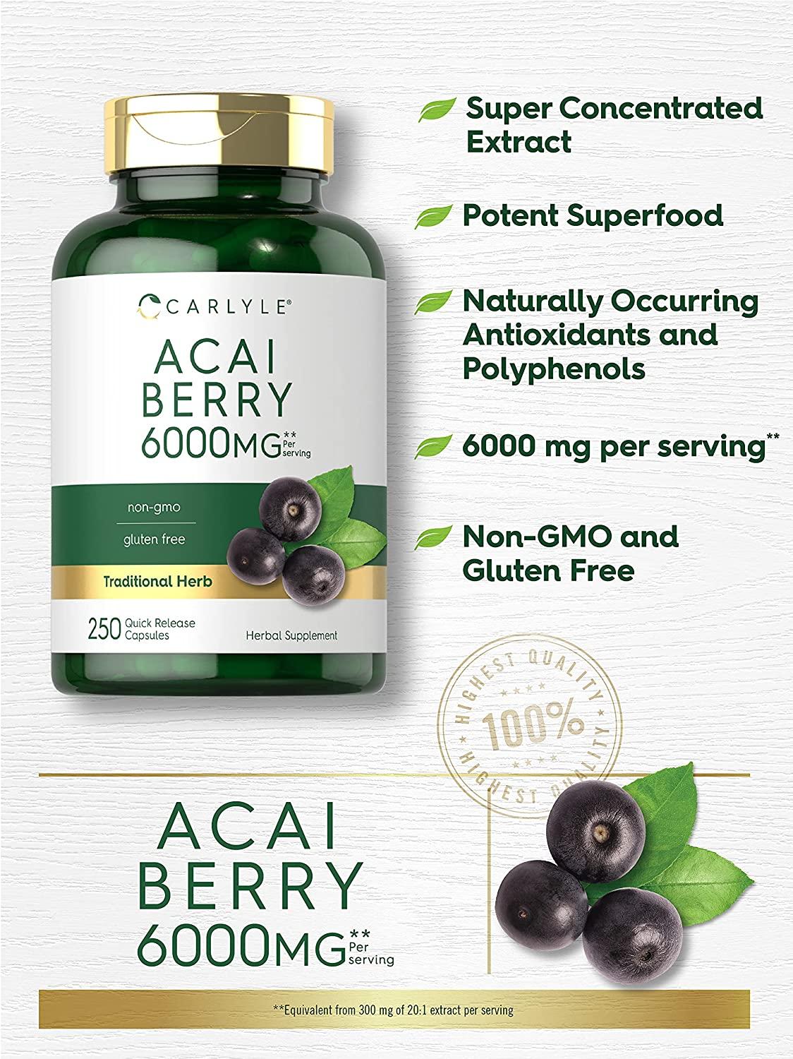 Aronia Berry 1000mg Capsules - 180 Count Non-GMO Gluten Free Supplement By Carlyle