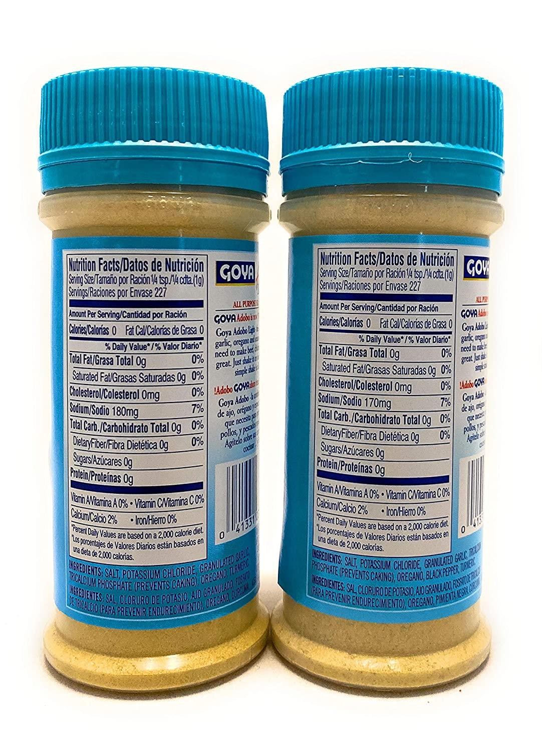 Goya Adobo Less Sodium All Purpose Seasoning Bundle with and without Pepper