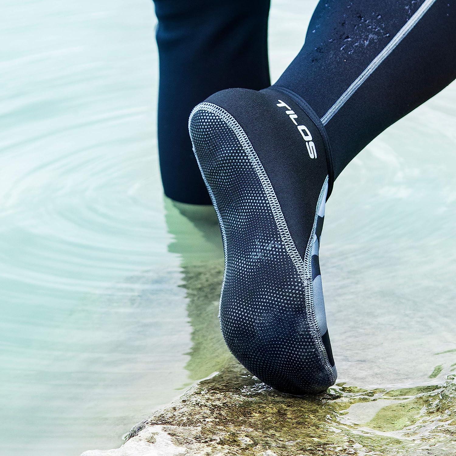 Tilos 3mm Waterproof Neoprene Fin Socks Gray Large Ideal for