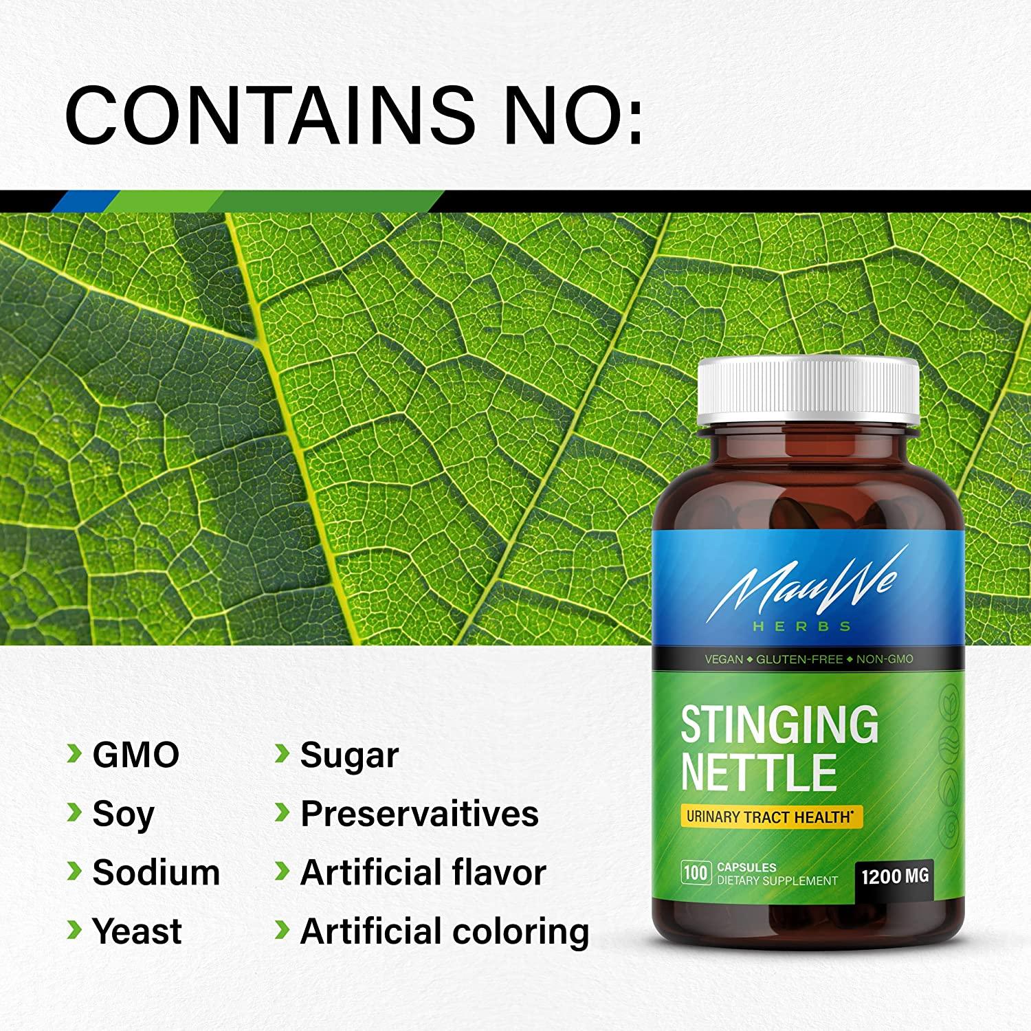 Mauwe Herbs Stinging Nettle Root Capsules 1000mg Support Supplement