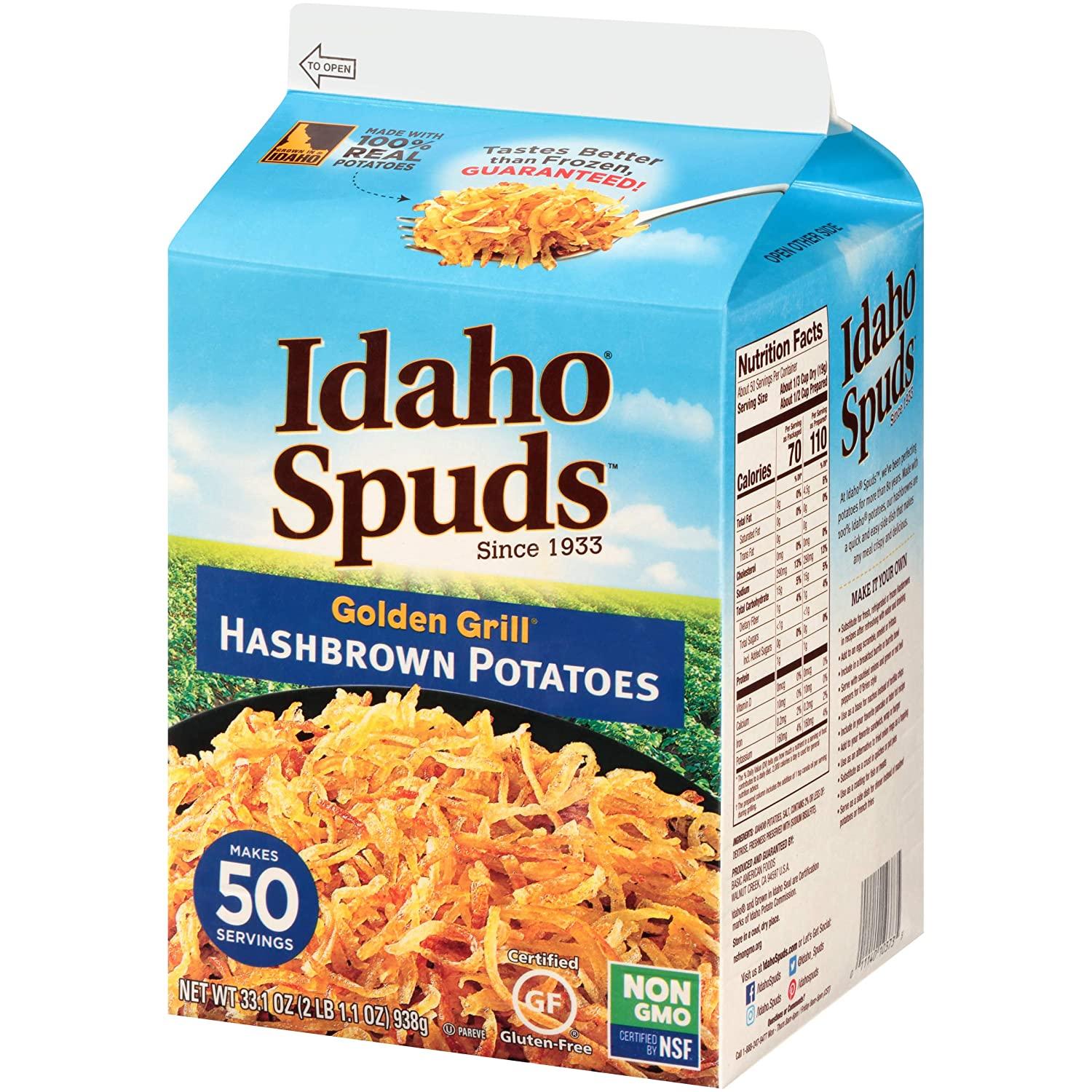 Idaho Spuds Premium Hashbrown Potatoes, 1 Gallon (6 Pack), Made from