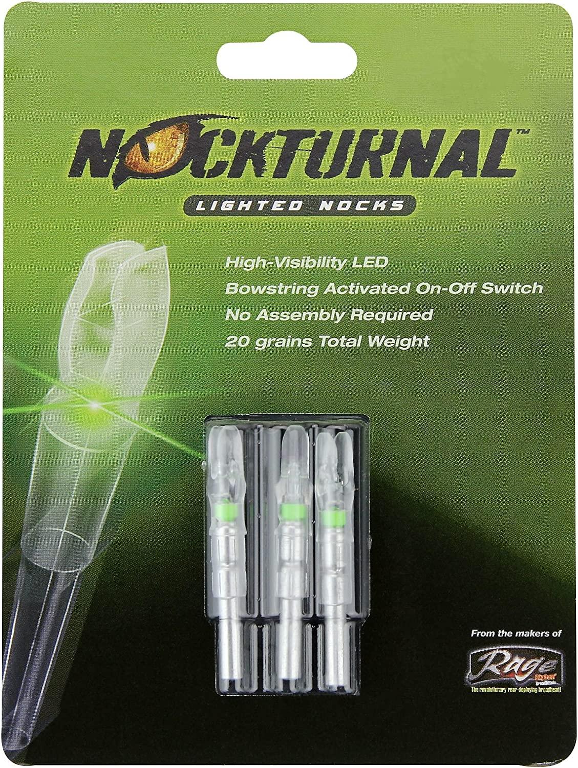 NockturnalX Lighted Archery Nocks for .204 ID Arrows 3 Count Pack