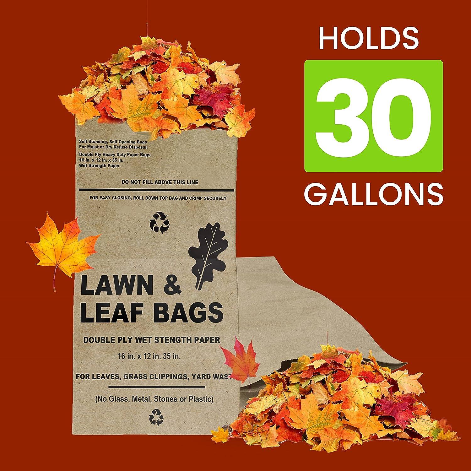 Heavy Duty Kraft Paper Lawn Paper Bags Brown 30 Gallons Yard Waste