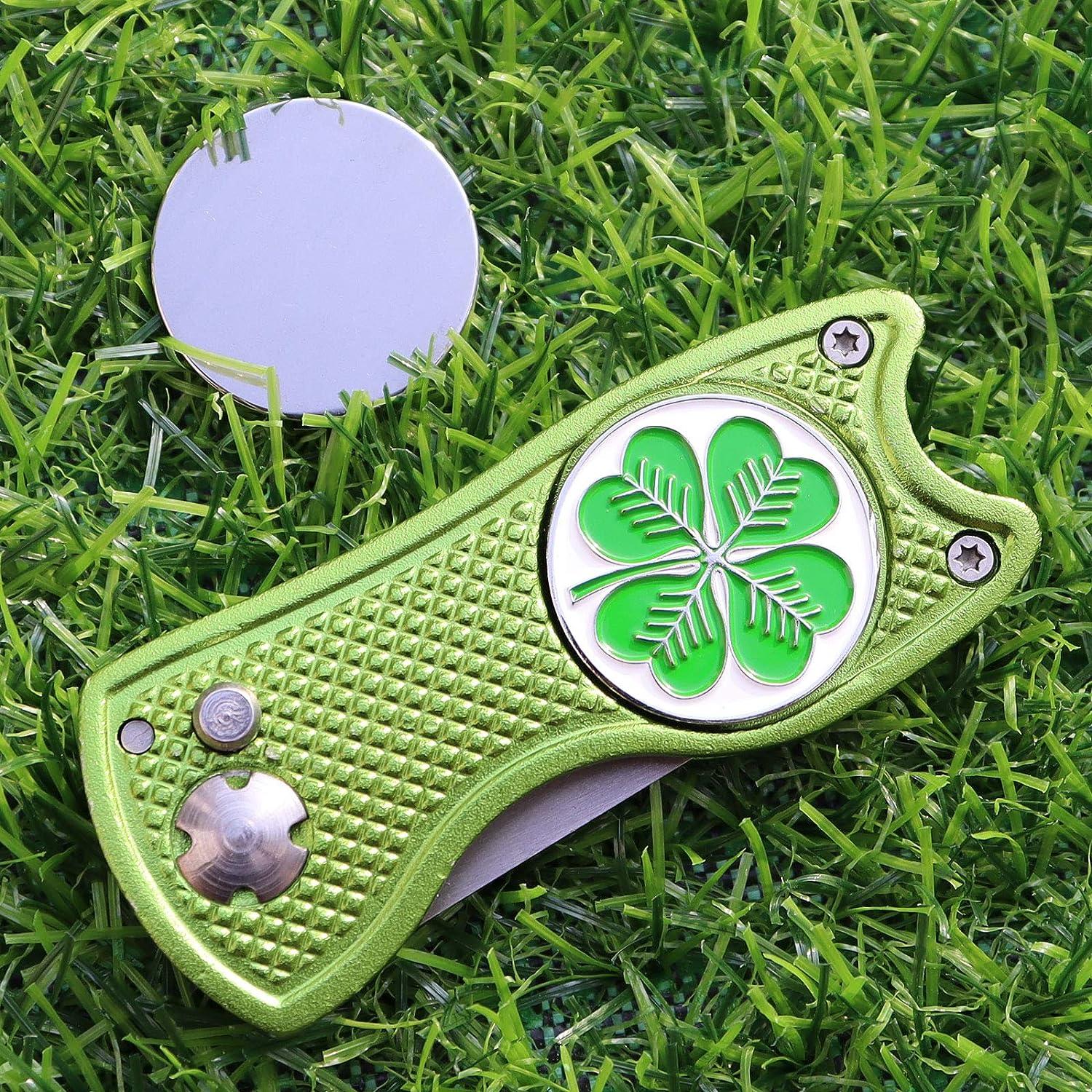 CoverMay Foldable Golf Divot Repair Tool and Golf Ball Markers Set