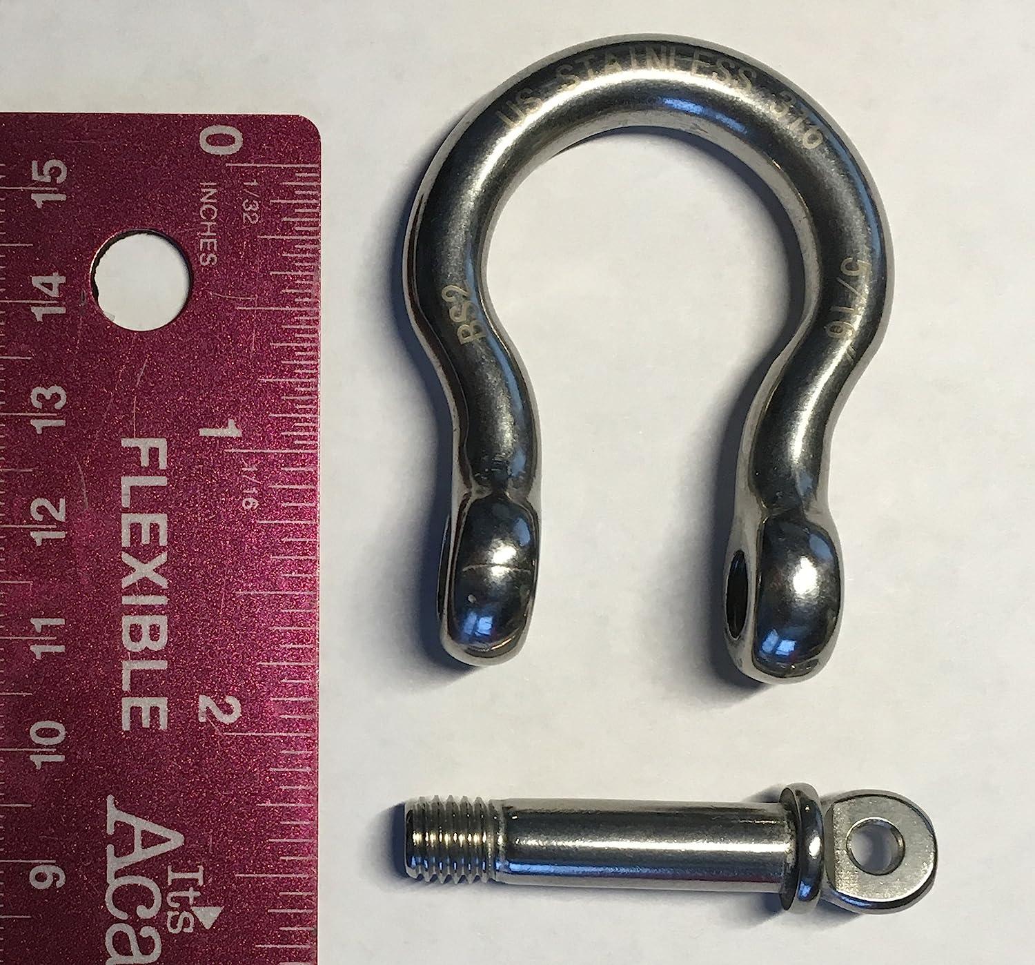 2 Pack Stainless Steel 316 Forged Bow Shackle 5/16 (8mm) Marine