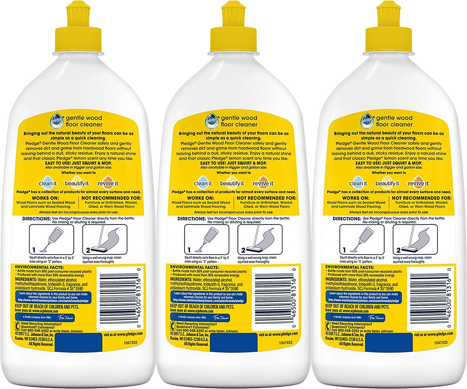 Pledge Wood Floor Cleaner Liquid Lemon Scent 27 fl oz (Pack of 3)