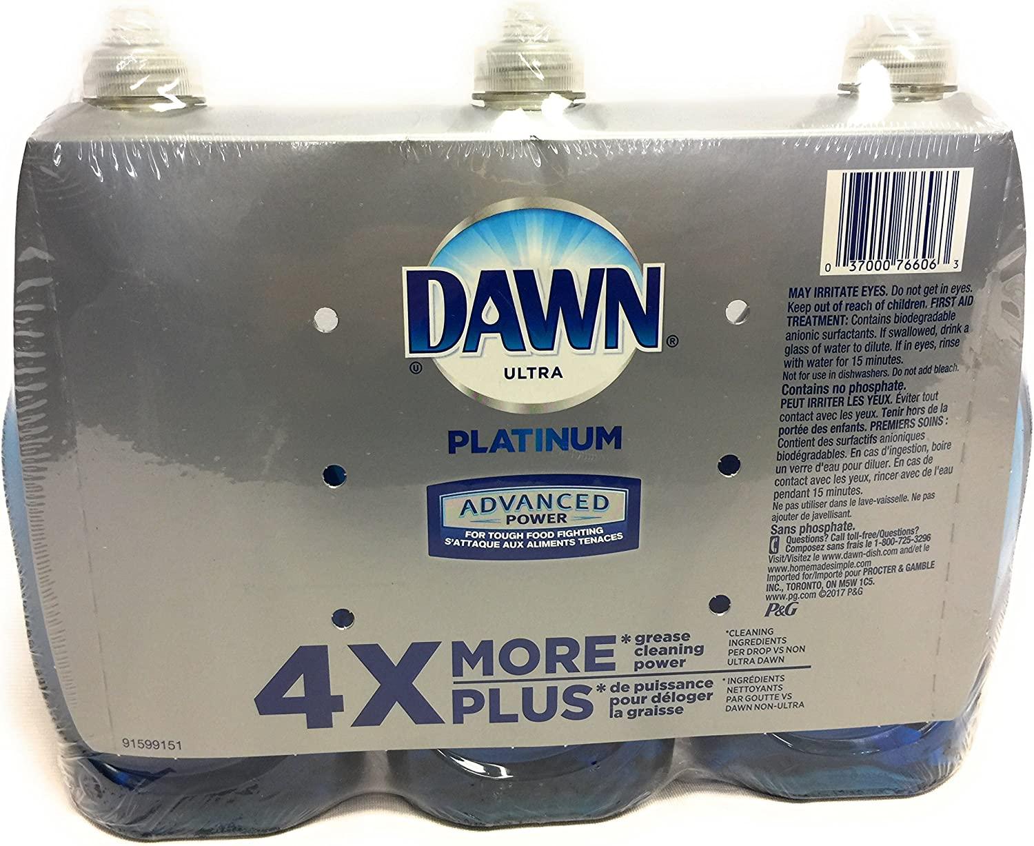 Dawn Dish Soap, Ultra Platinum Advanced Power 4X More (24 Fl. OZ x 3) 24 Fl Oz (Pack of 3)