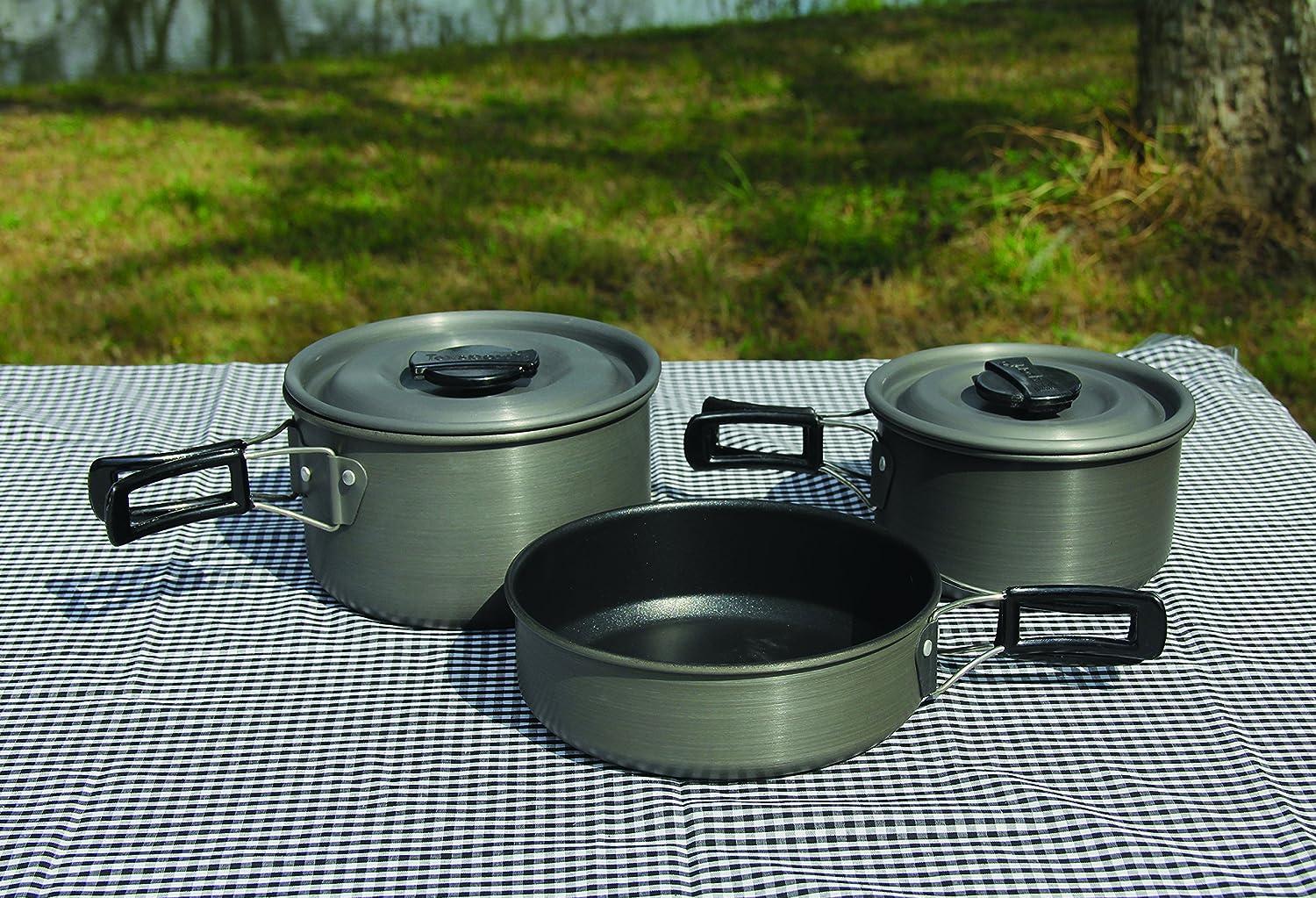 Nesting Pot & Pan for Camping With Foldable Handles -2 pieces