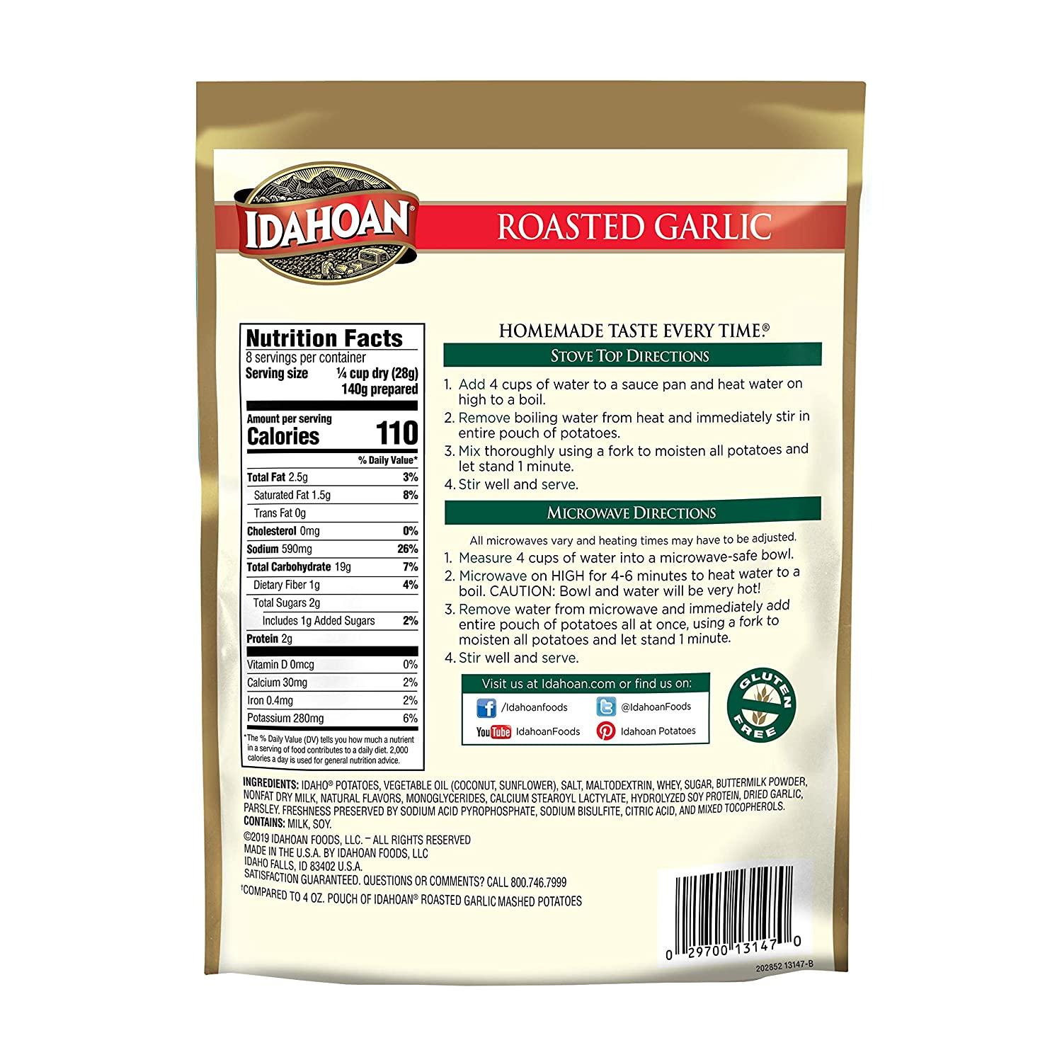 Idahoan Mashed Potatoes, Roasted Garlic, 4 oz