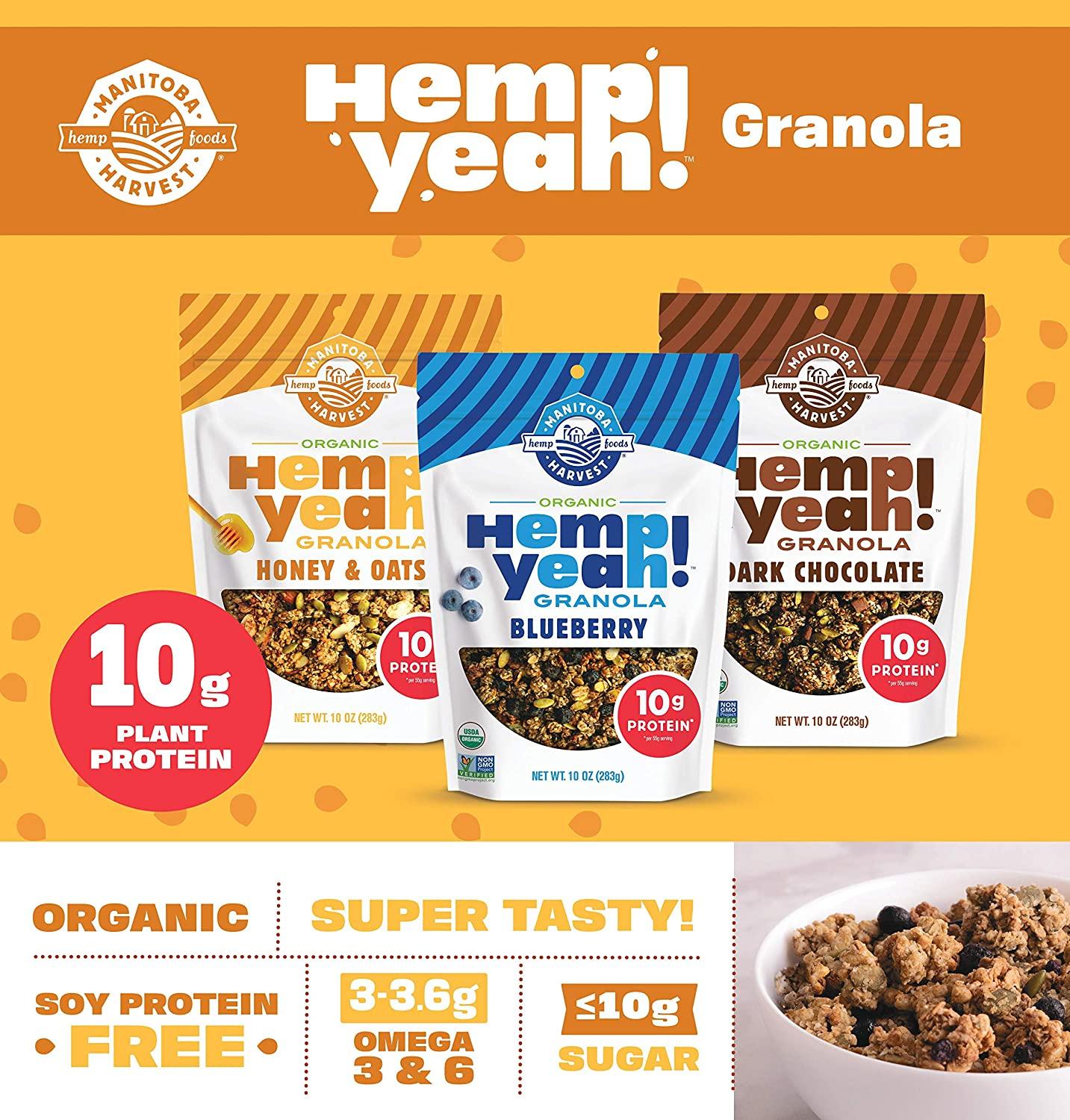 Manitoba Harvest Hemp Yeah! Granola Blueberry 10oz with 10 g of Protein