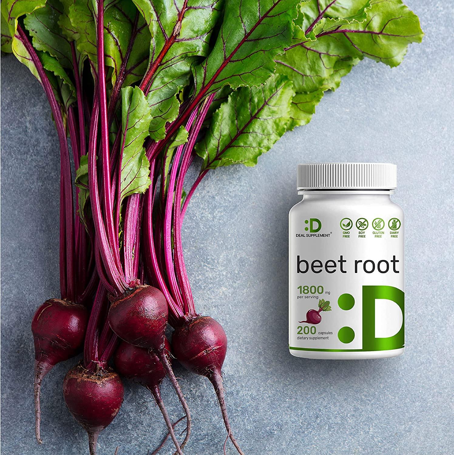 Beet Root Capsules 1800mg Per Serving, 200 Counts, Made with Pure