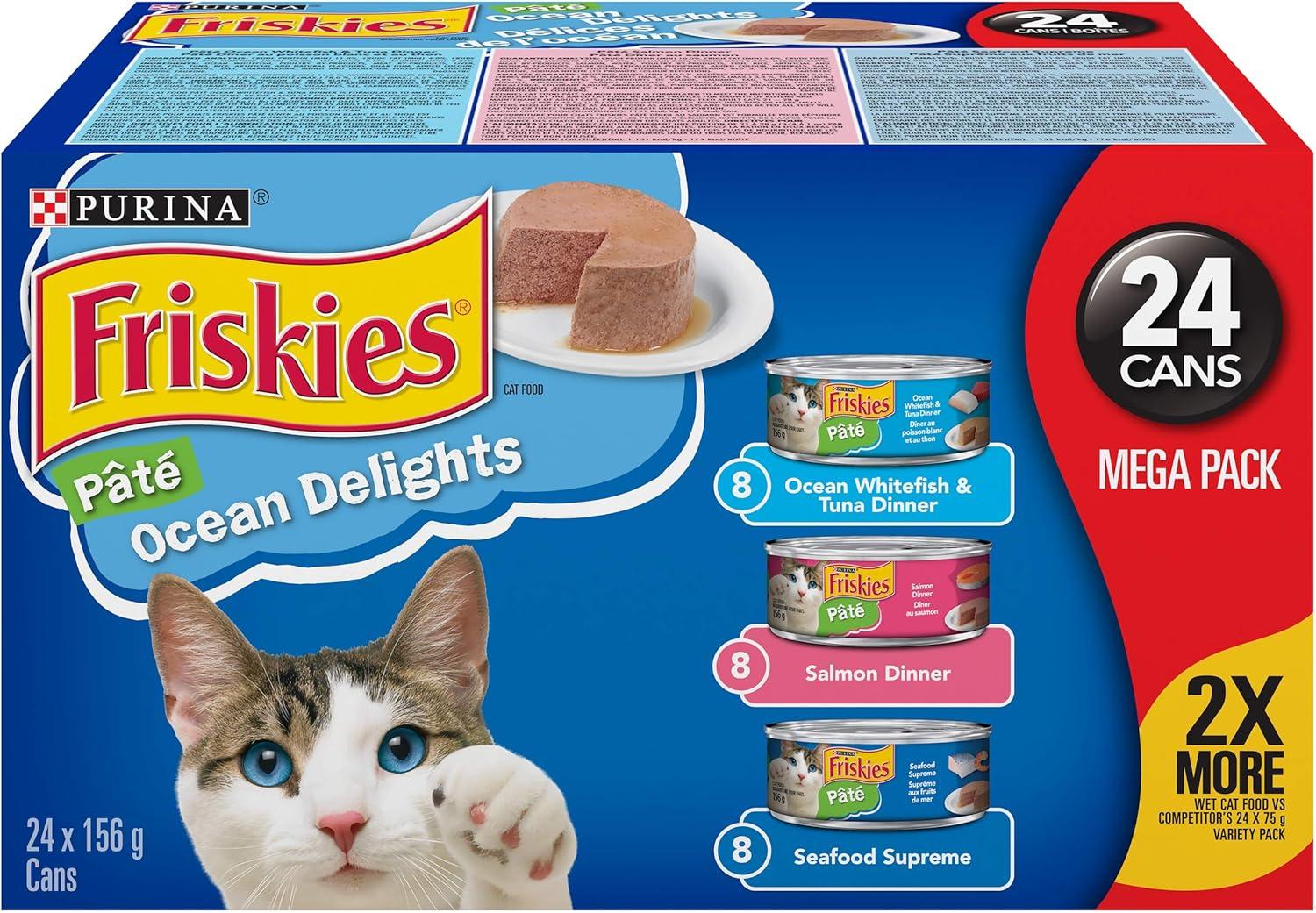 Friskies Pate Chef's Dinner Wet Cat Food | Purina Friskies Ocean Delights Cat  Food Variety Pack (24 Cans) Wet Cat Food + Ocean Delights Cat Food | Buy  Now with Express International Delivery | GoSupps.com