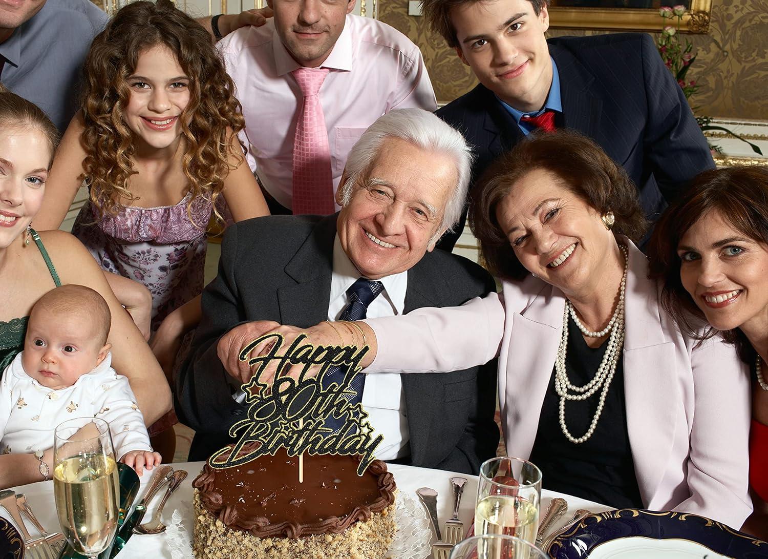 Sotpot Topper Per Torta 80° Compleanno Glitter Oro – Decorazione Per Torta Con Bastoncino Di Bambù | Ideale Per Festa Di Compleanno E Anniversario