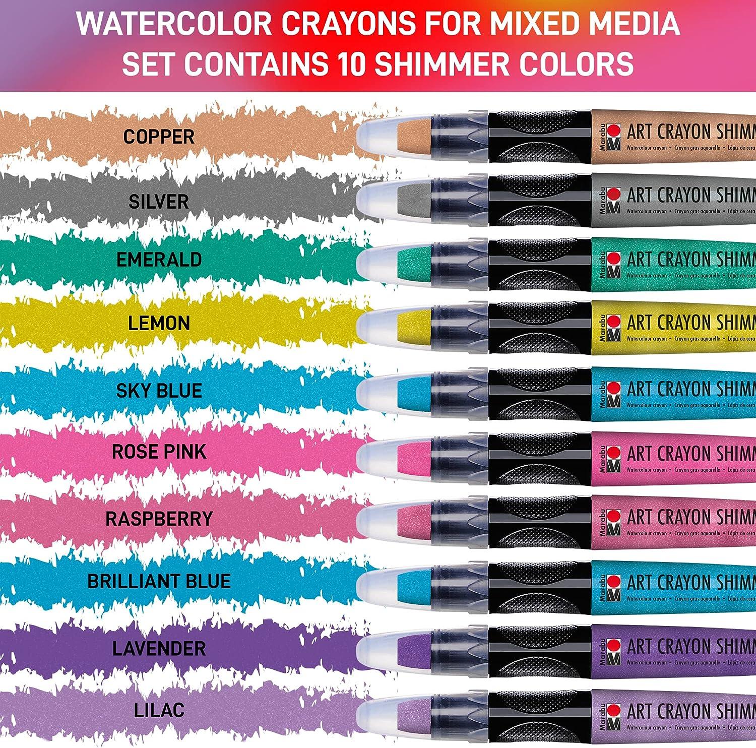 Marabu Art Crayons Shimmer Set 10 Metallic Watercolor Crayons for