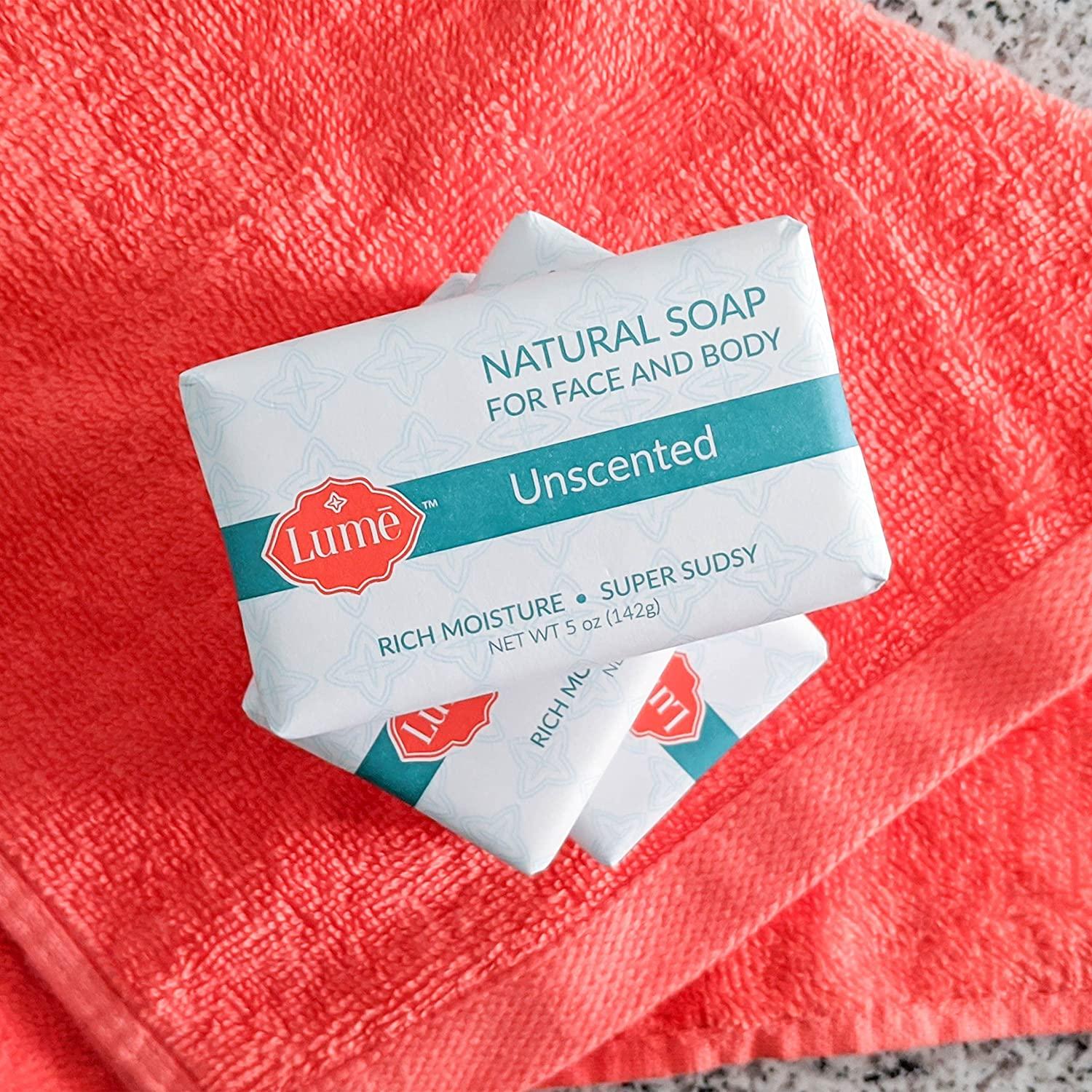 Lume Natural Unscented Soap for Face & Body Hypoallergenic, Paraben