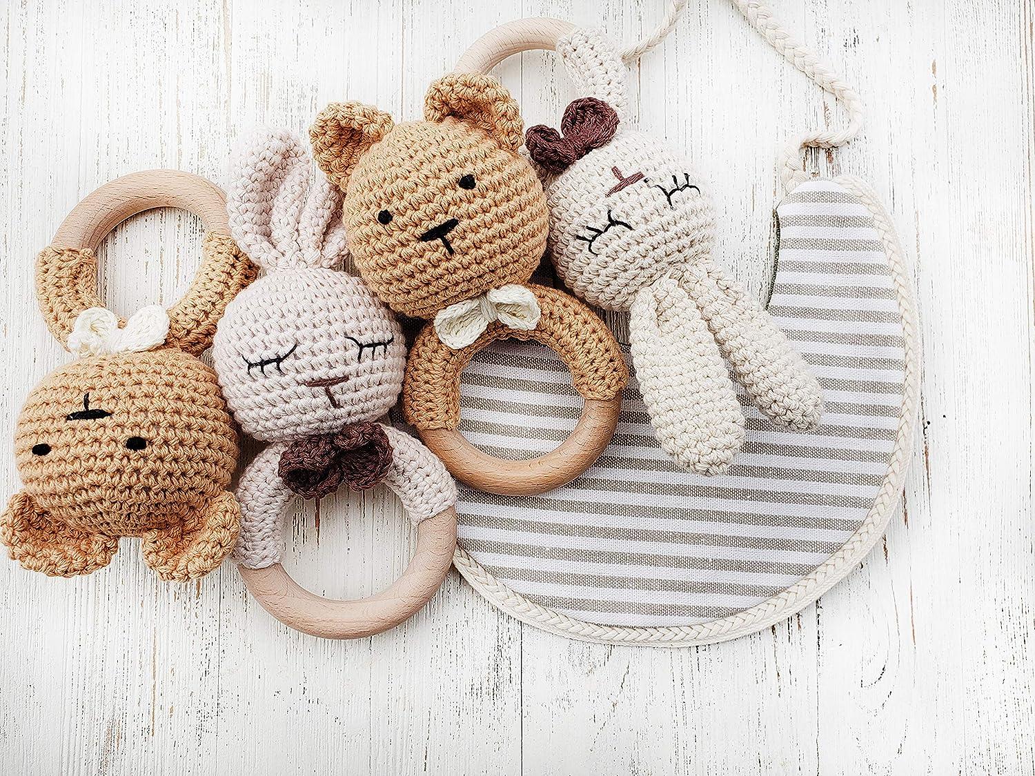 Handmade Crochet Pilot Teddy Bear, Rattle and Nursery Mobile 3pc Set ✈️ ☁️ main image 0