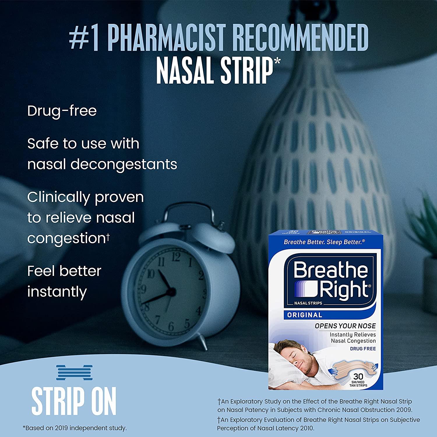 Breathe Right Nasal Strips Original Tan Small/Medium, 30 Count 30 Count